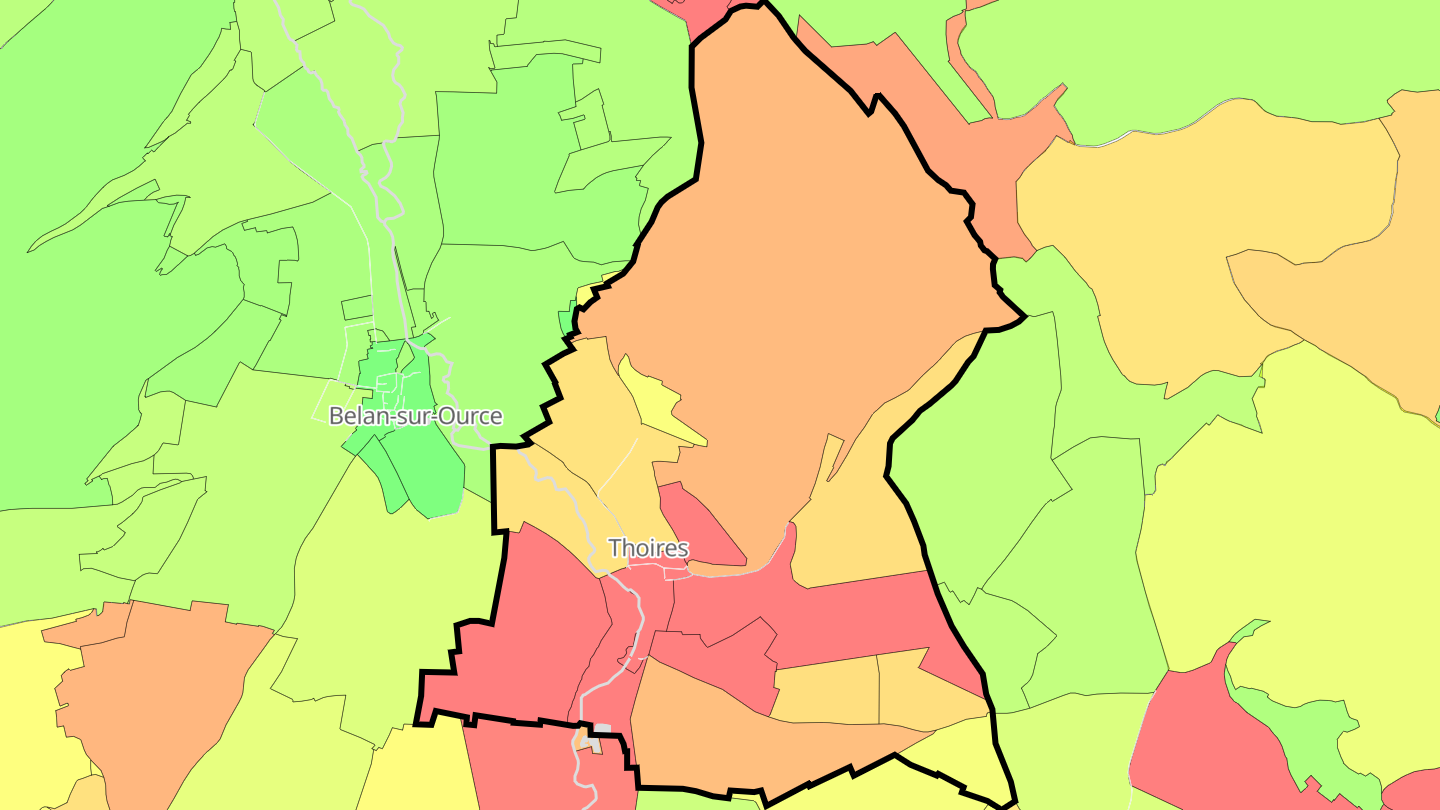 Carte des prix de l'immobilier Thoires