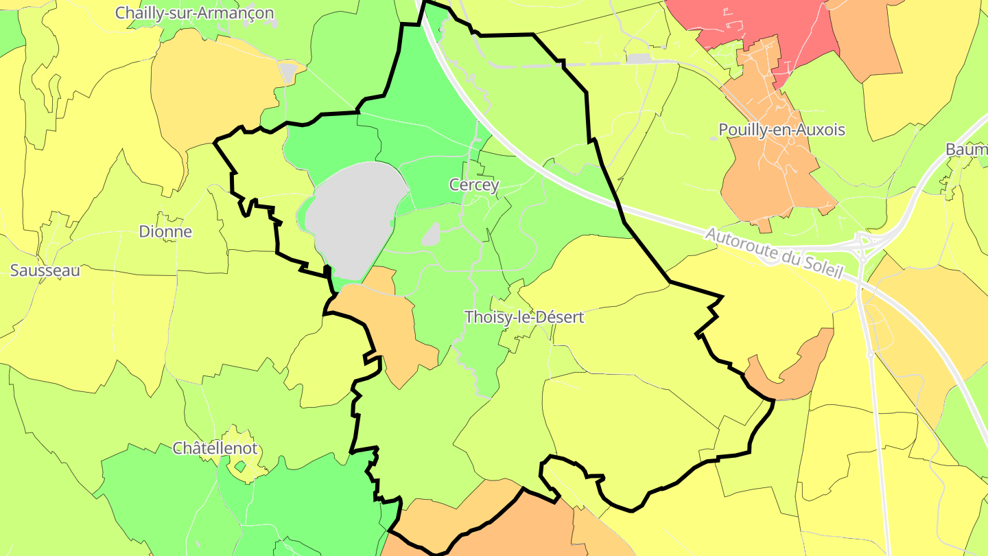 Carte des prix de l'immobilier Thoisy-le-Désert