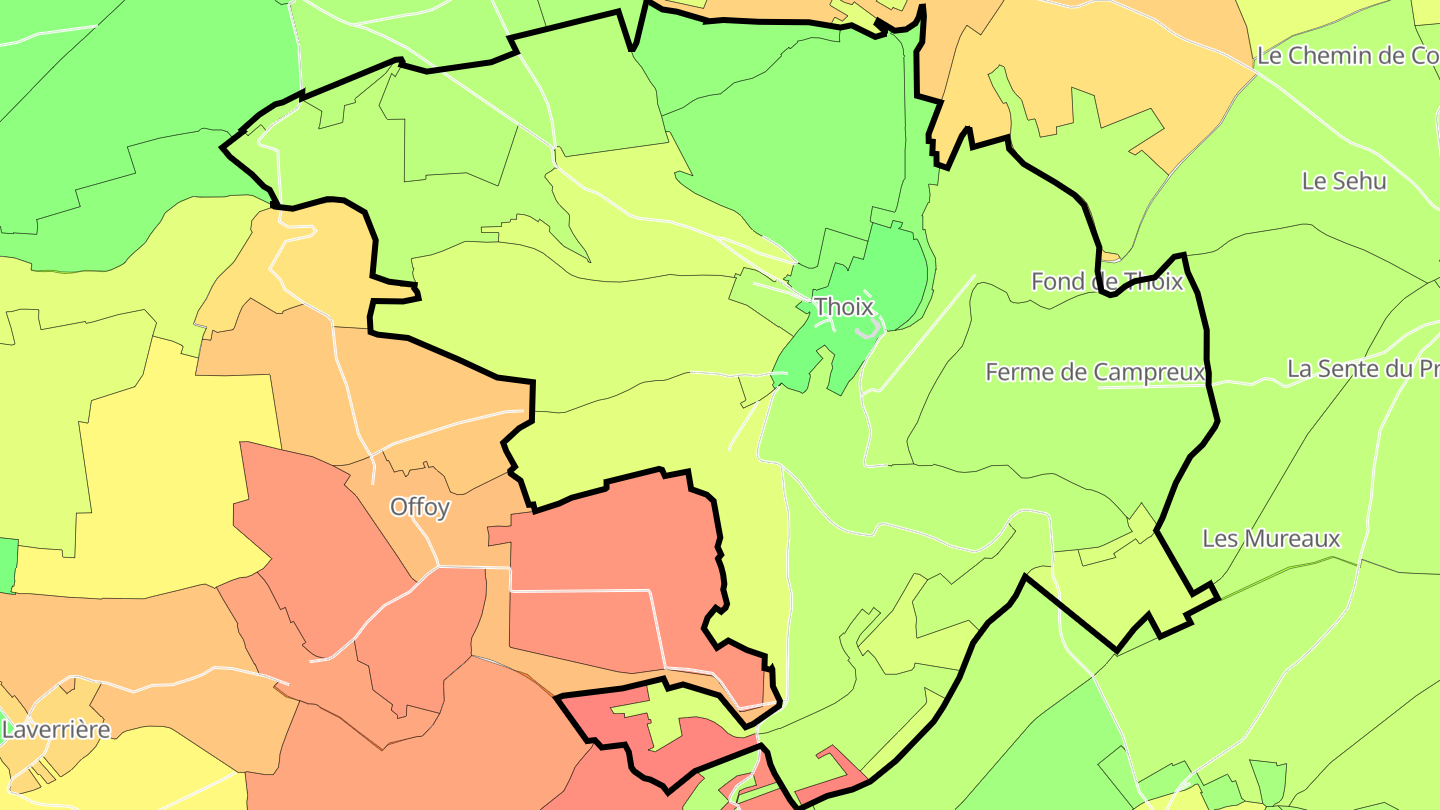 Carte des prix de l'immobilier Thoix