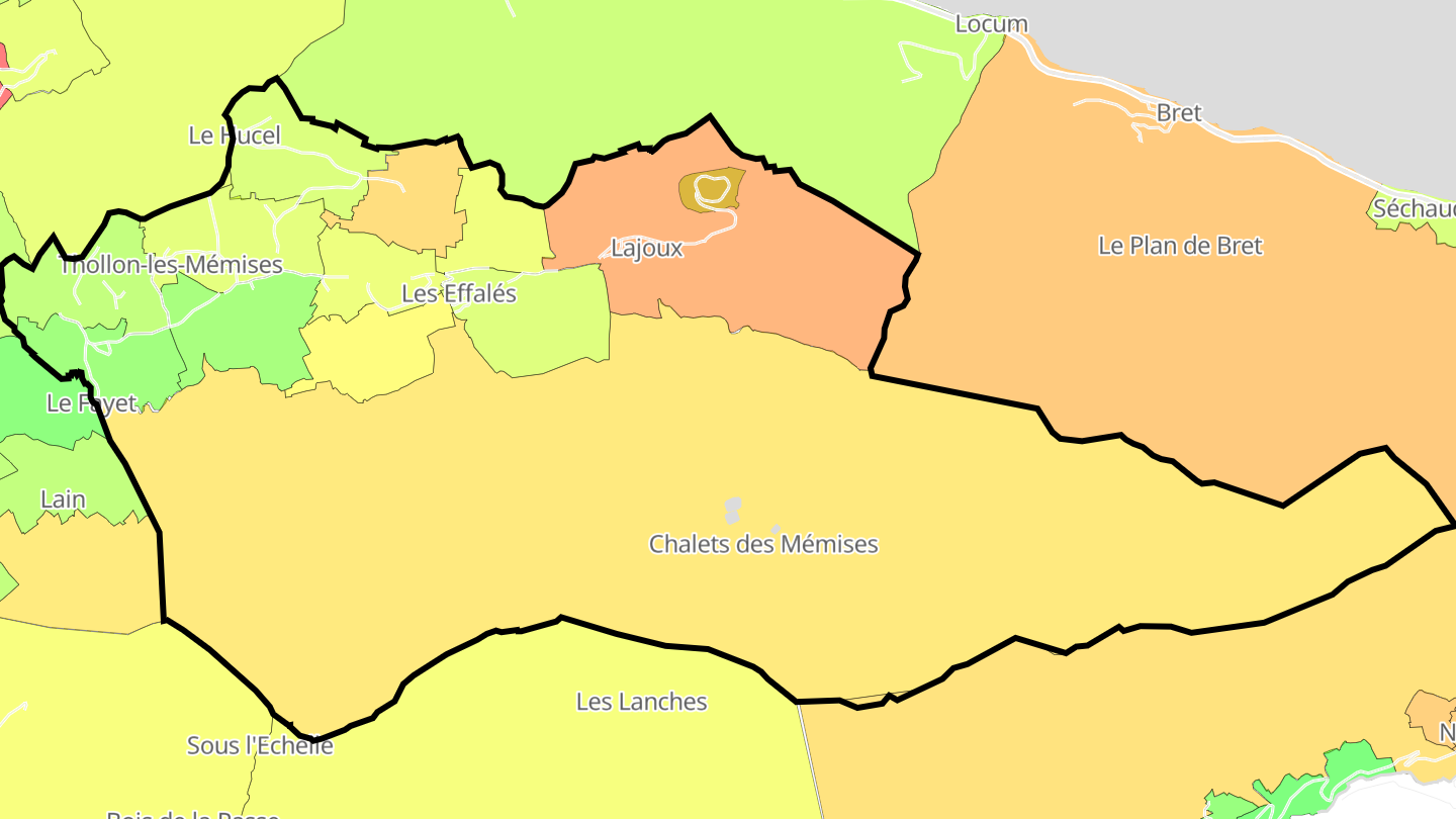Carte des prix de l'immobilier Thollon-les-Mémises