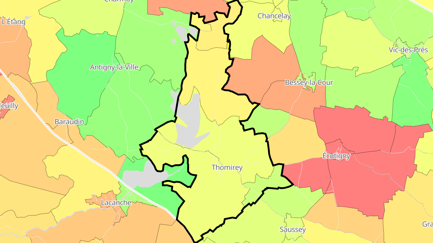 Carte des prix de l'immobilier Thomirey