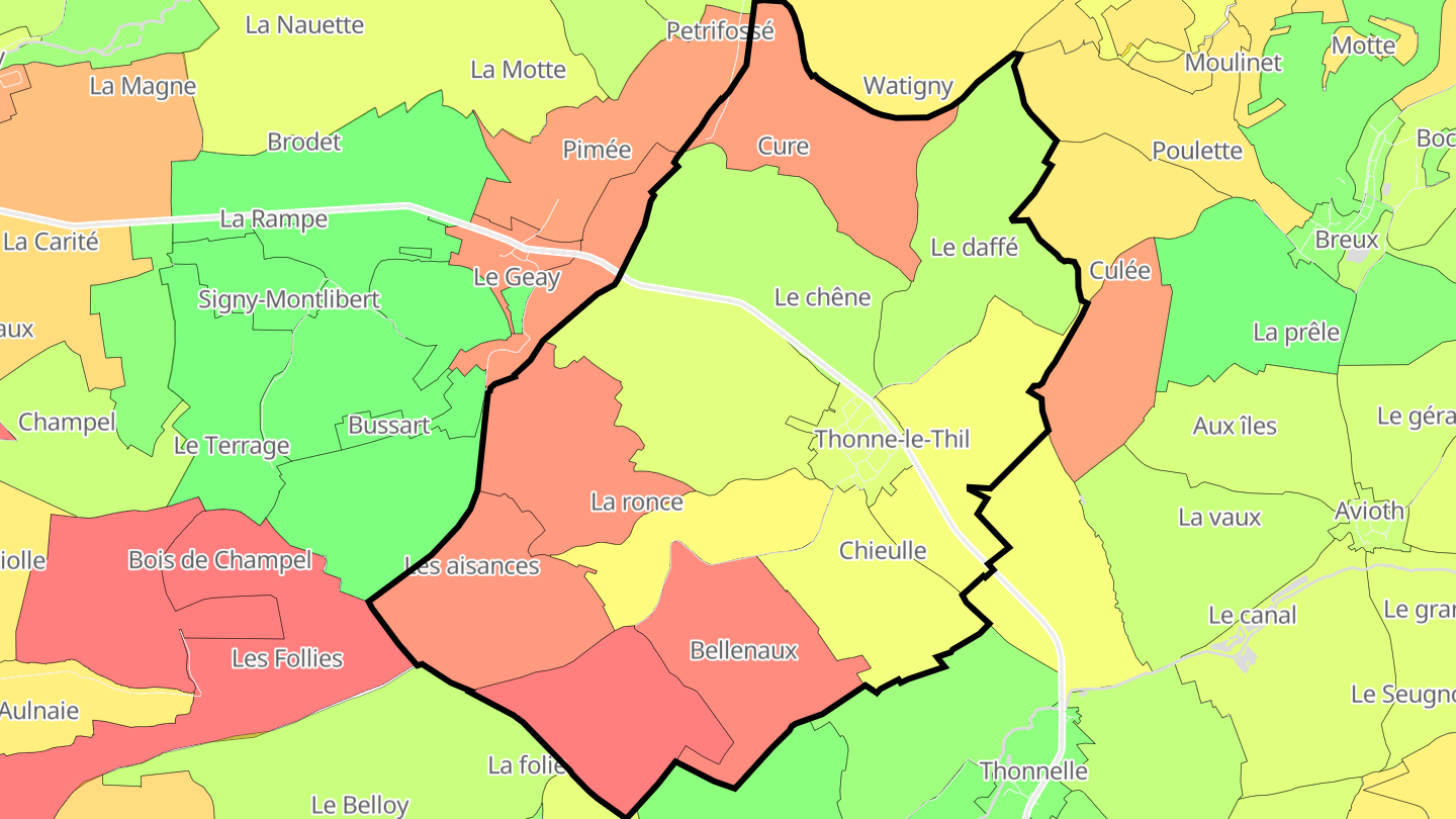Carte des prix de l'immobilier Thonne-le-Thil