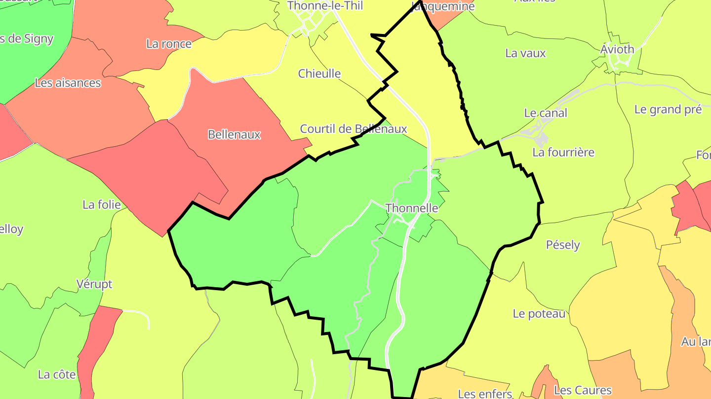 Carte des prix de l'immobilier Thonnelle