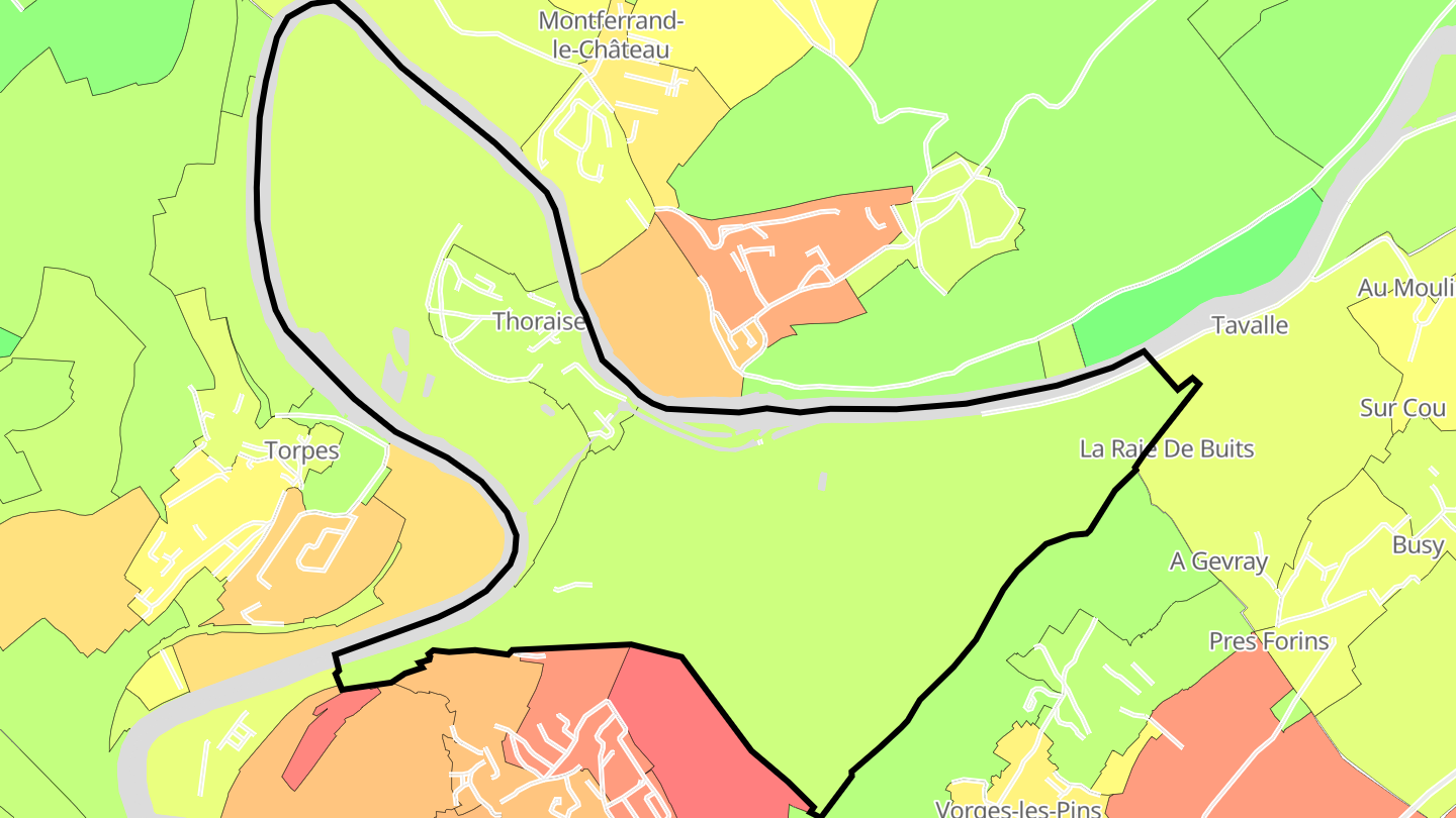 Carte des prix de l'immobilier Thoraise