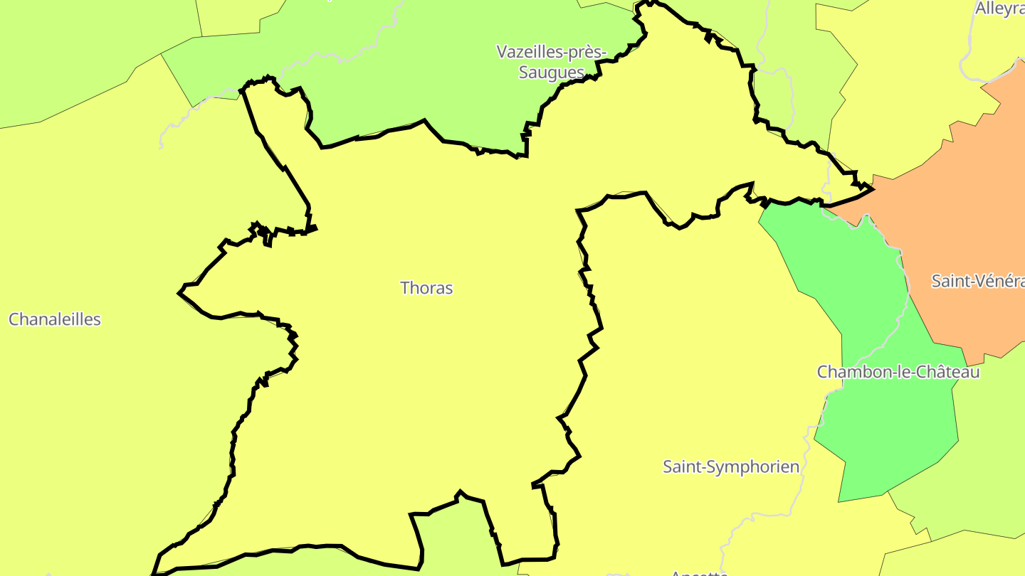 Carte des prix de l'immobilier Thoras