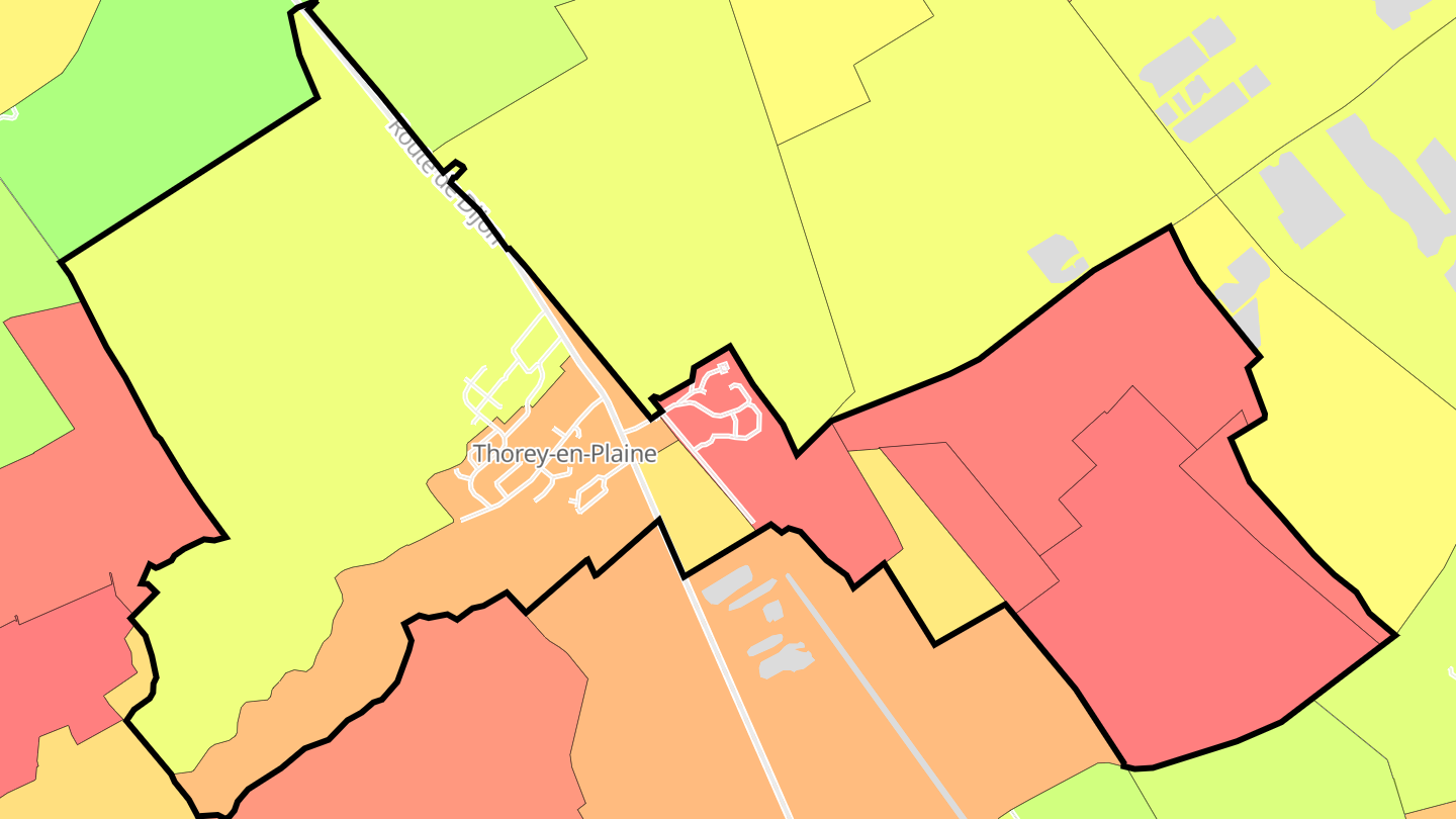 Carte des prix de l'immobilier Thorey-en-Plaine