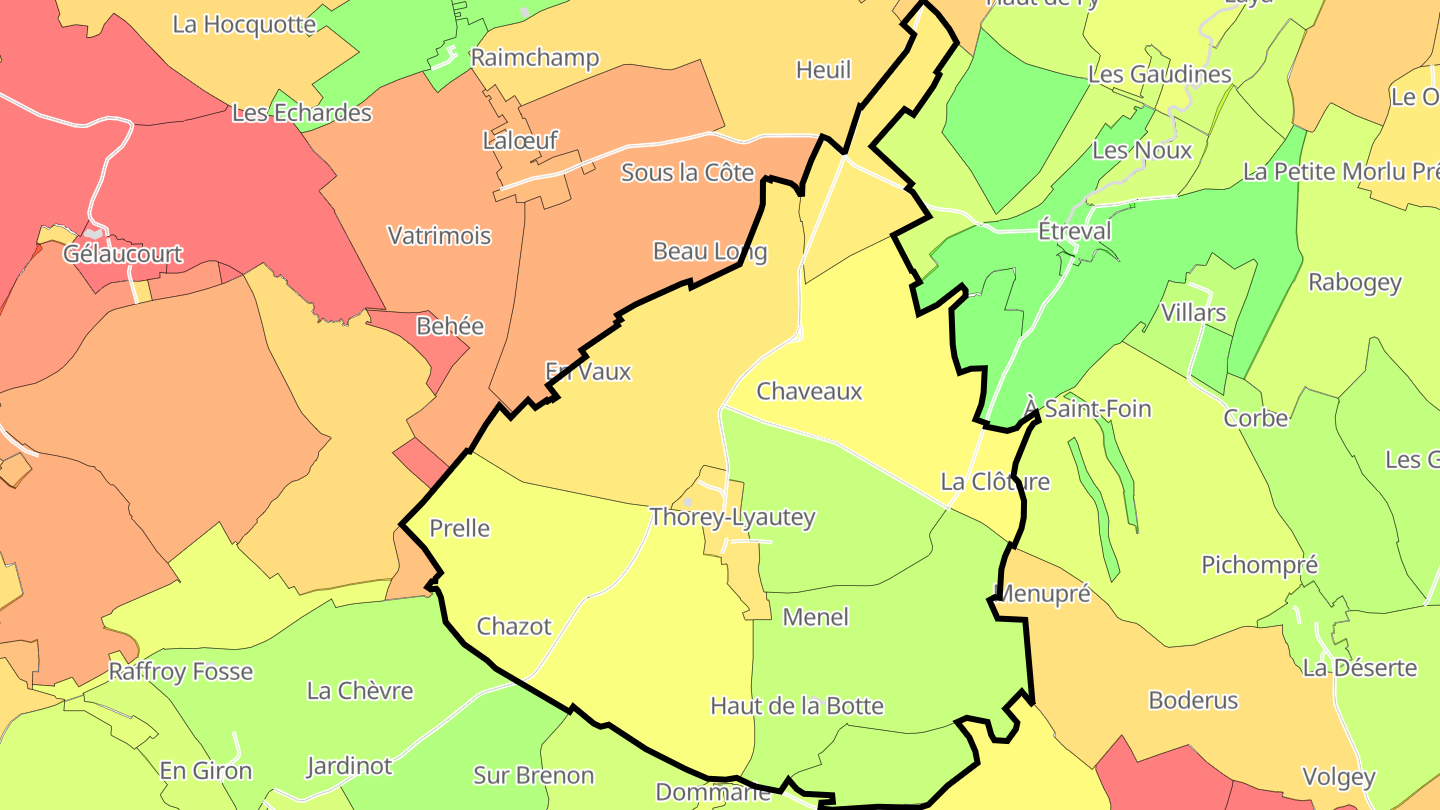 Carte des prix de l'immobilier Thorey-Lyautey