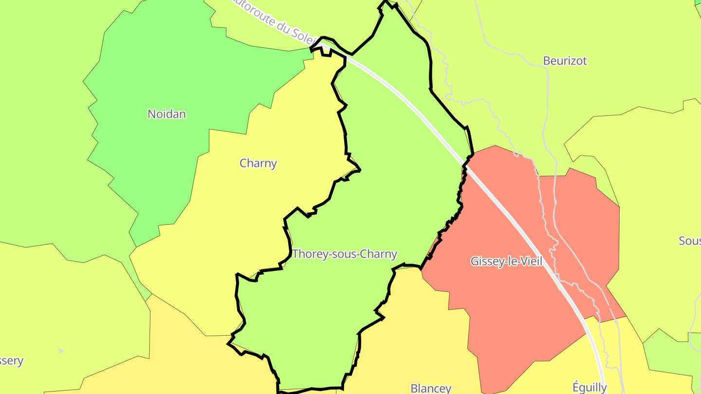 Carte des prix de l'immobilier Thorey-sous-Charny