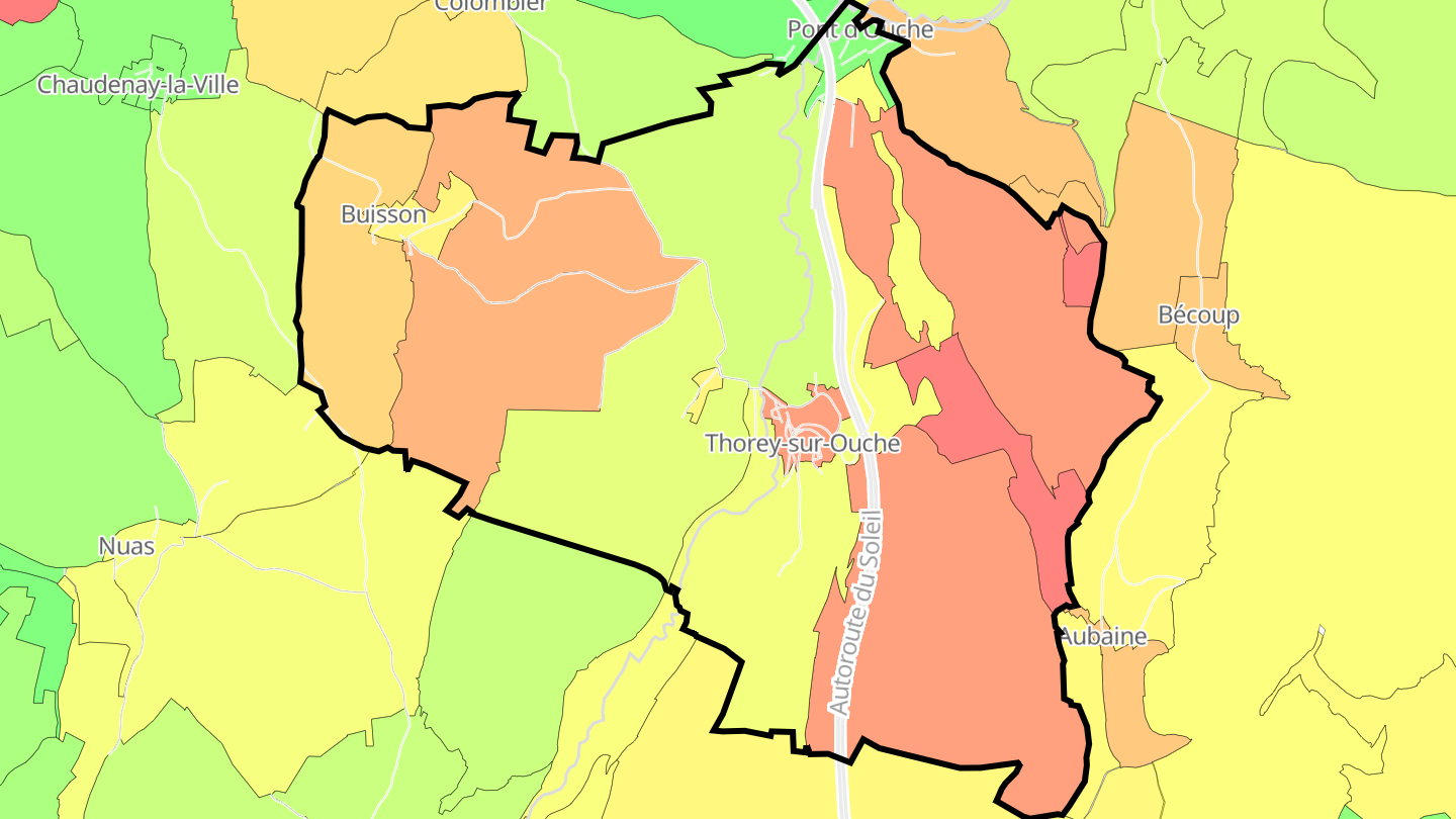 Carte des prix de l'immobilier Thorey-sur-Ouche