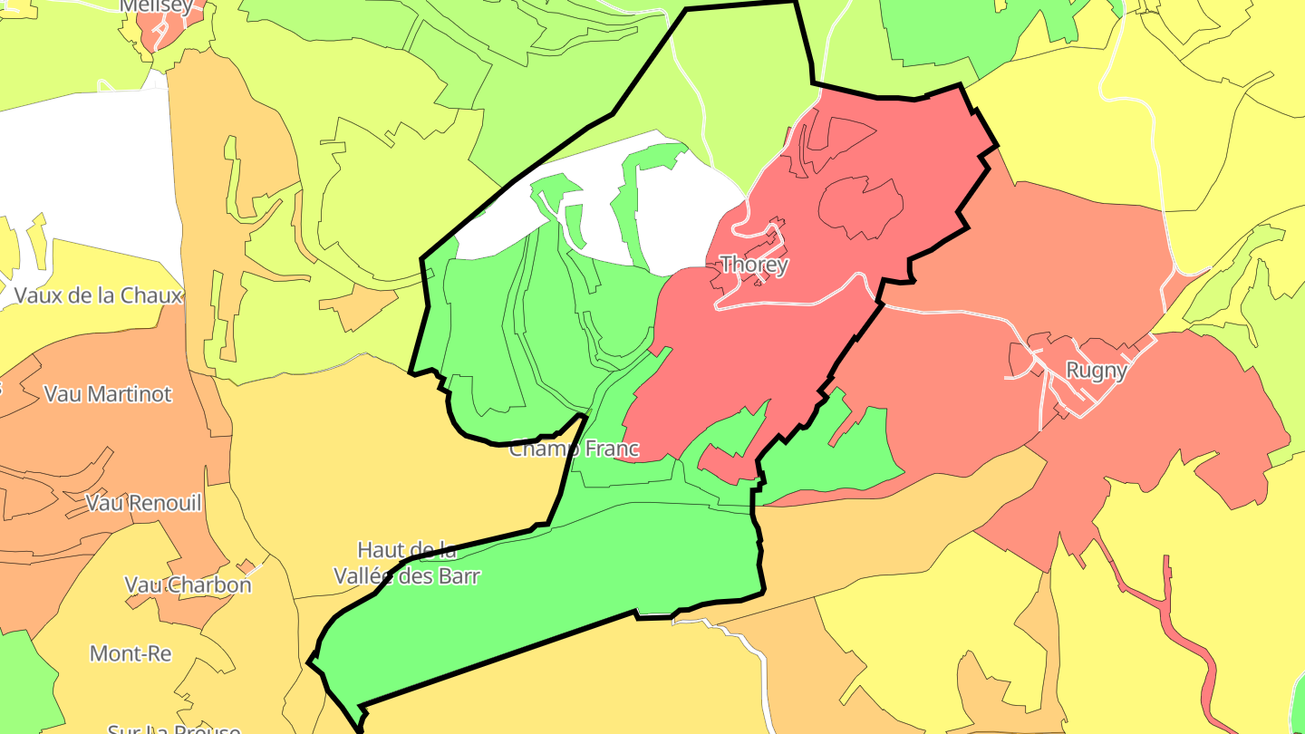 Carte des prix de l'immobilier Thorey