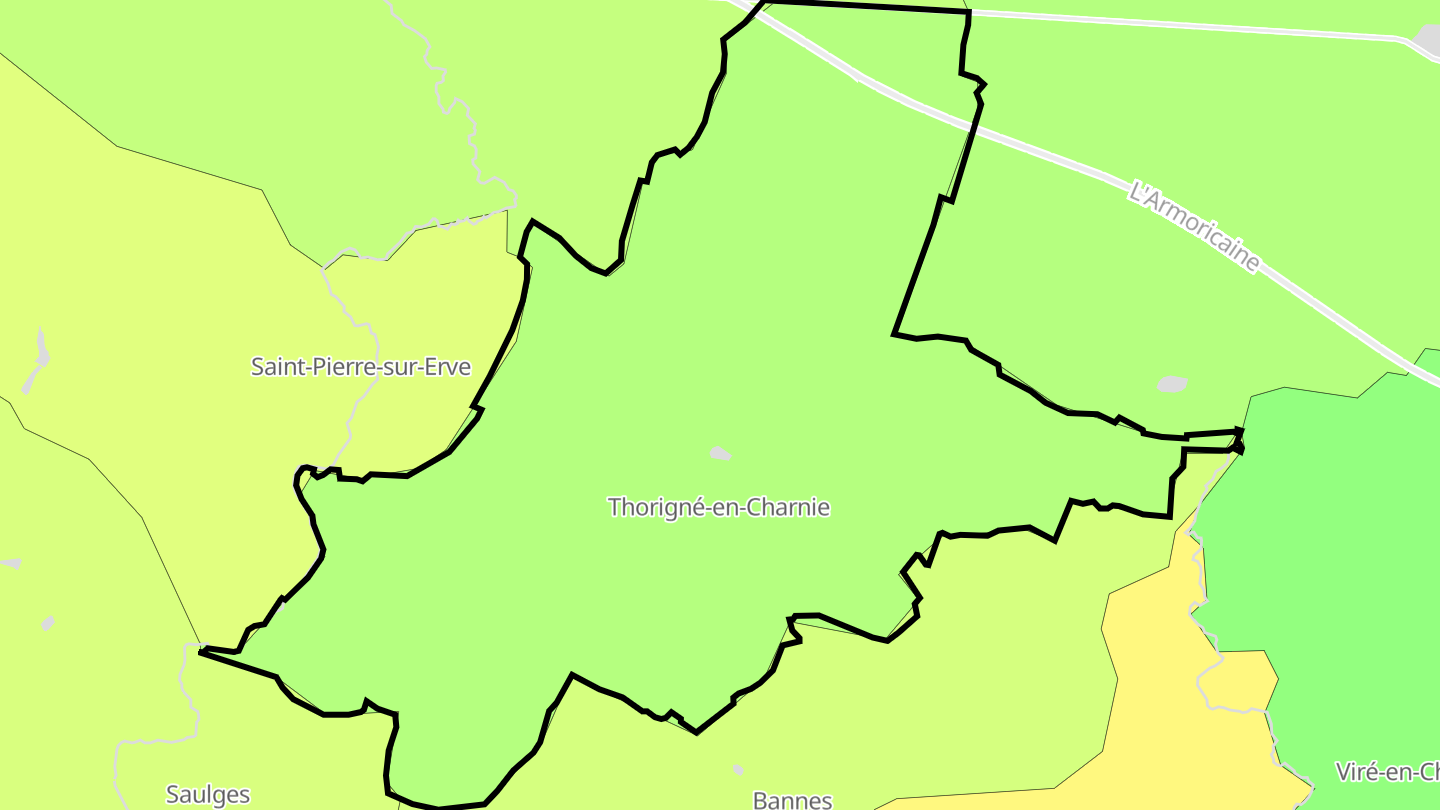 Carte des prix de l'immobilier Thorigné-en-Charnie