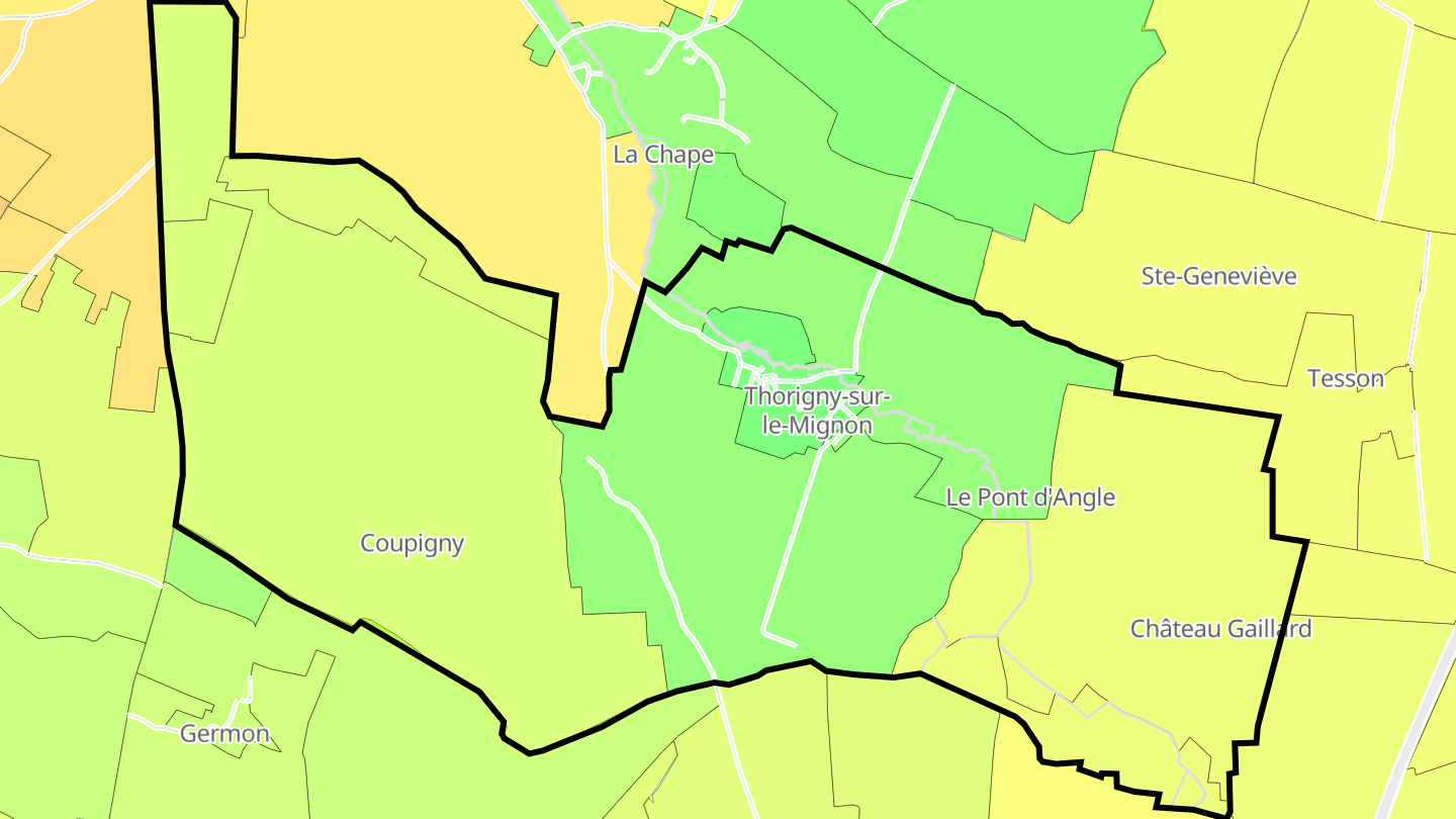 Carte des prix de l'immobilier Thorigny-sur-le-Mignon