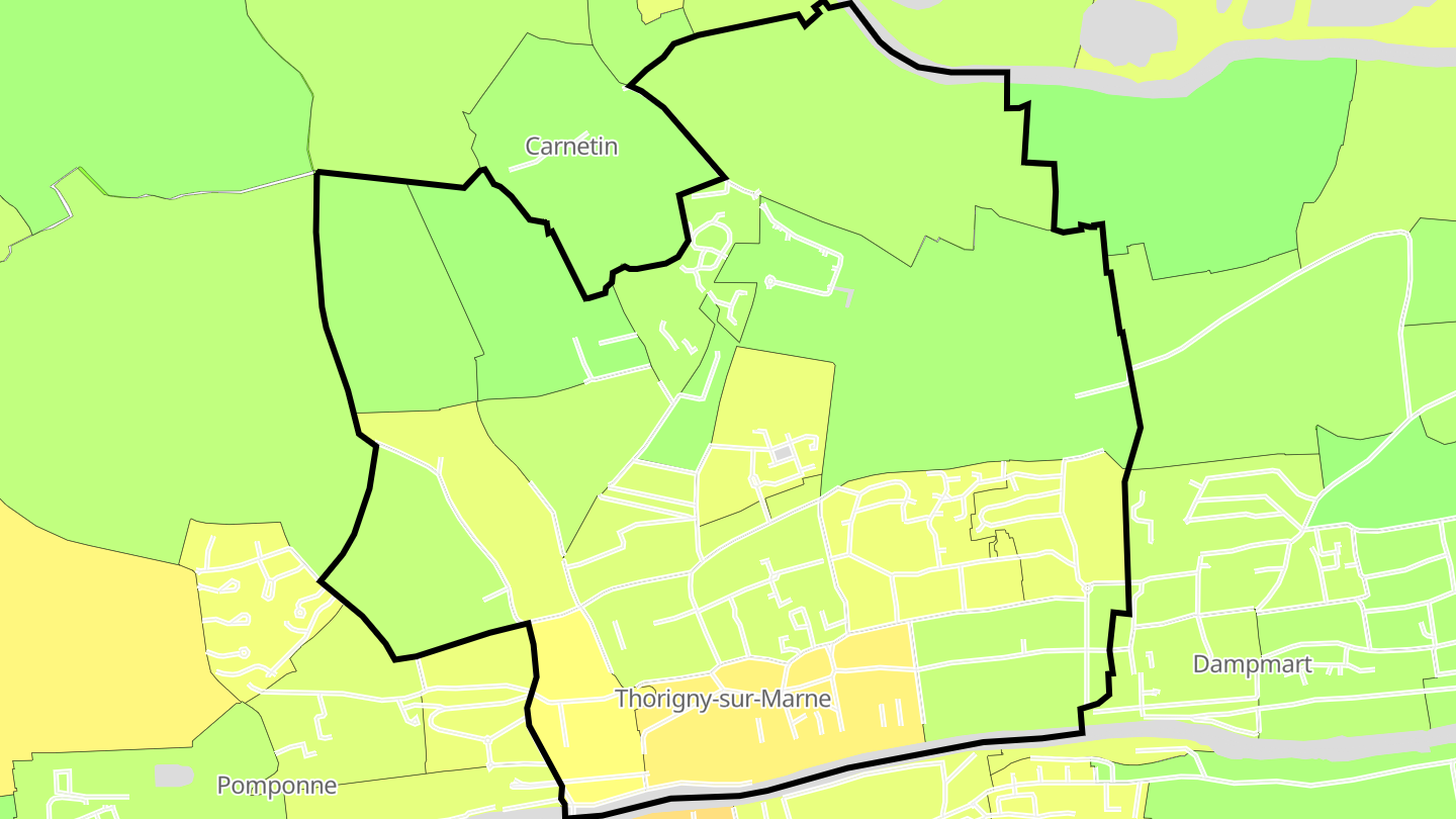 Carte des prix de l'immobilier Thorigny-sur-Marne