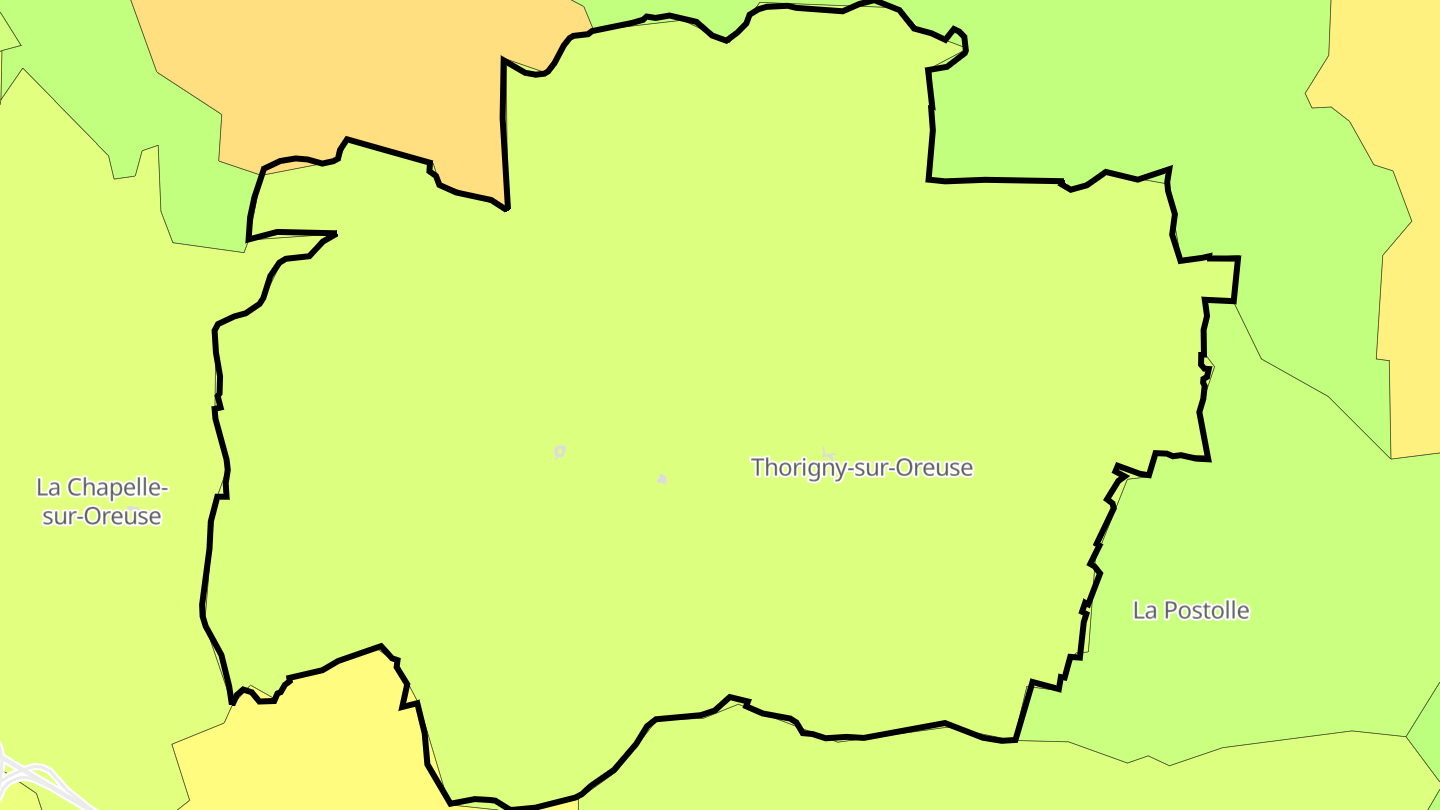 Carte des prix de l'immobilier Thorigny-sur-Oreuse