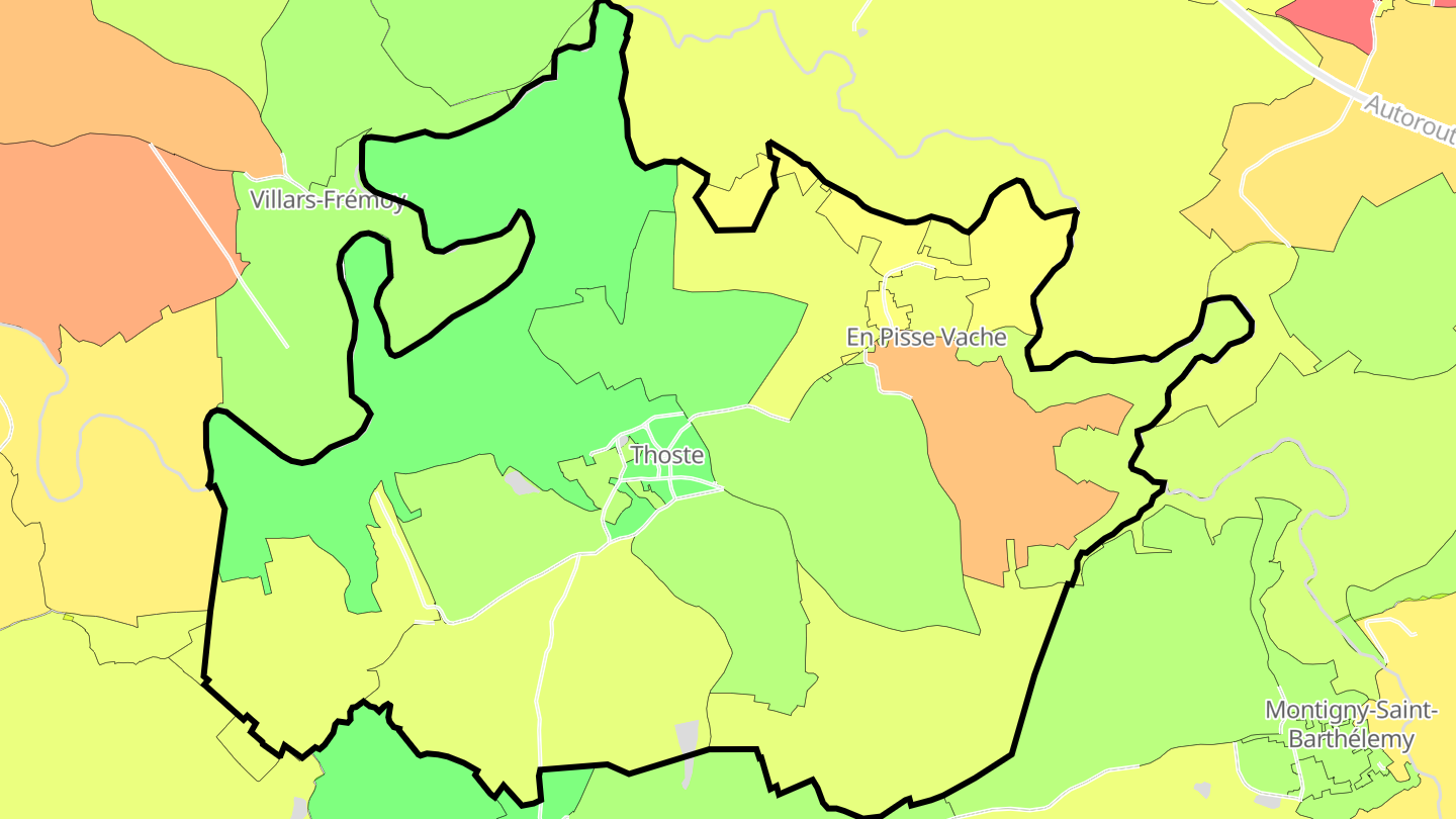 Carte des prix de l'immobilier Thoste