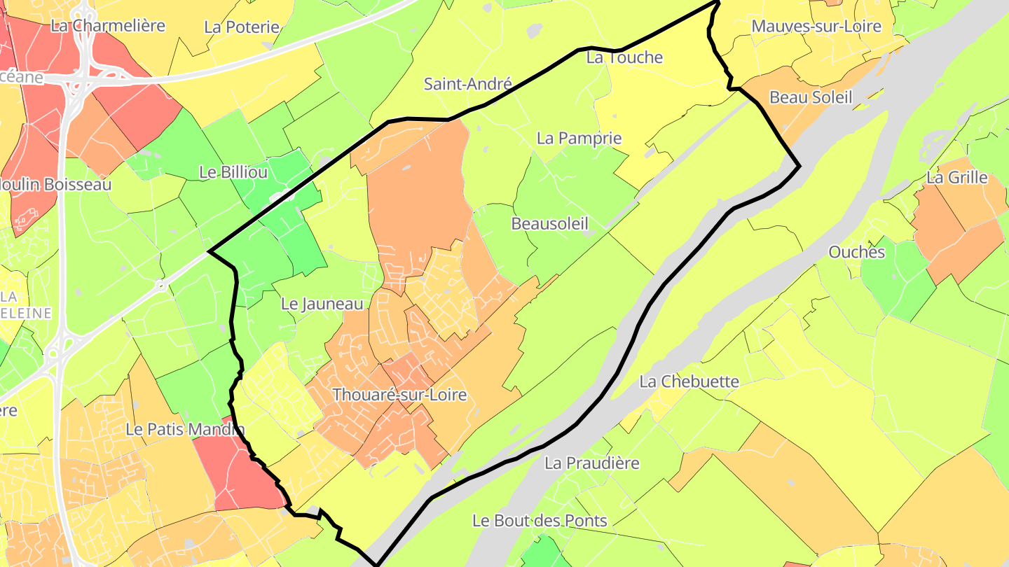 Carte des prix de l'immobilier Thouaré-sur-Loire