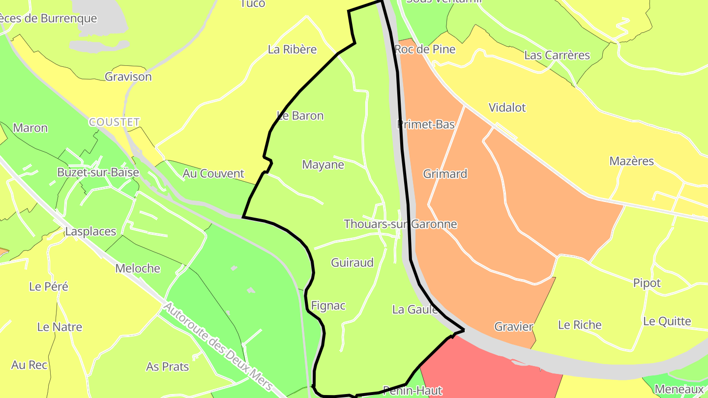 Carte des prix de l'immobilier Thouars-sur-Garonne