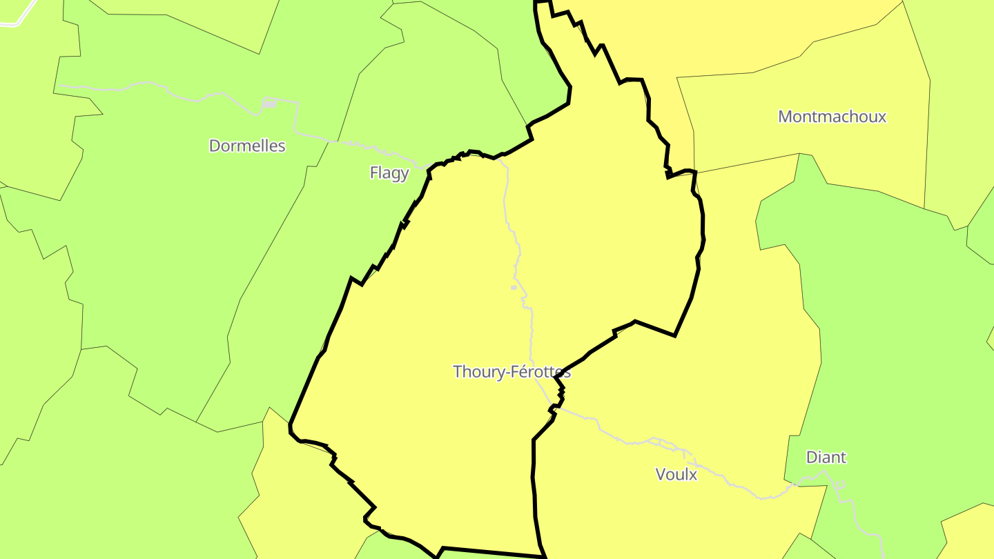 Carte des prix de l'immobilier Thoury-Férottes