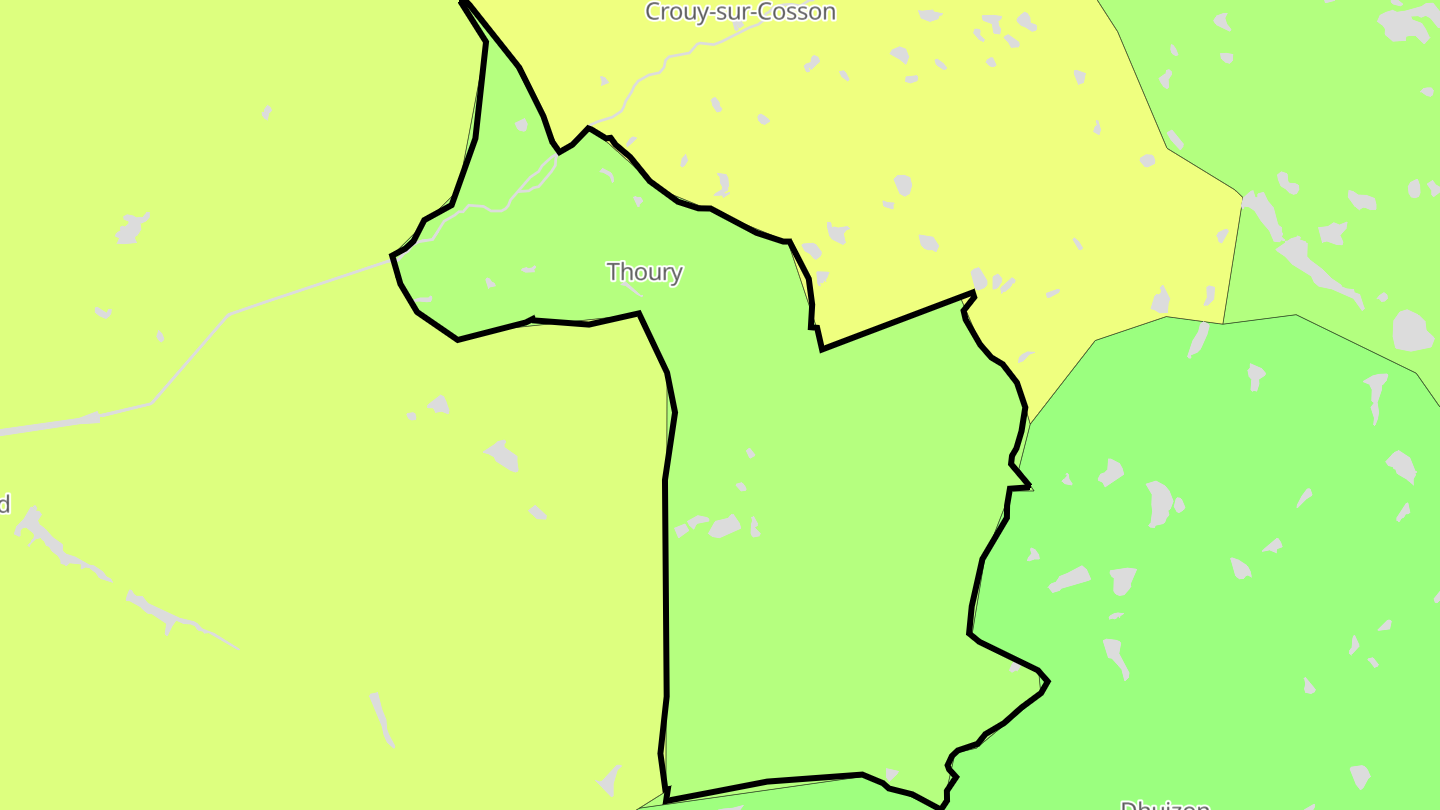 Carte des prix de l'immobilier Thoury