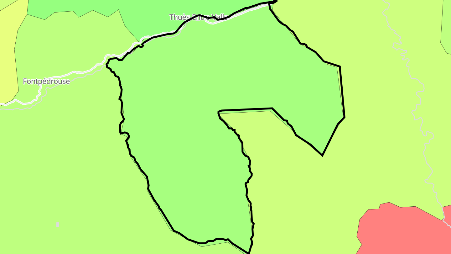 Carte des prix de l'immobilier Thuès-Entre-Valls