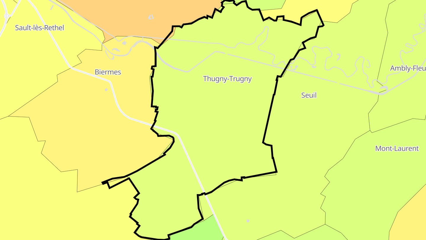 Carte des prix de l'immobilier Thugny-Trugny