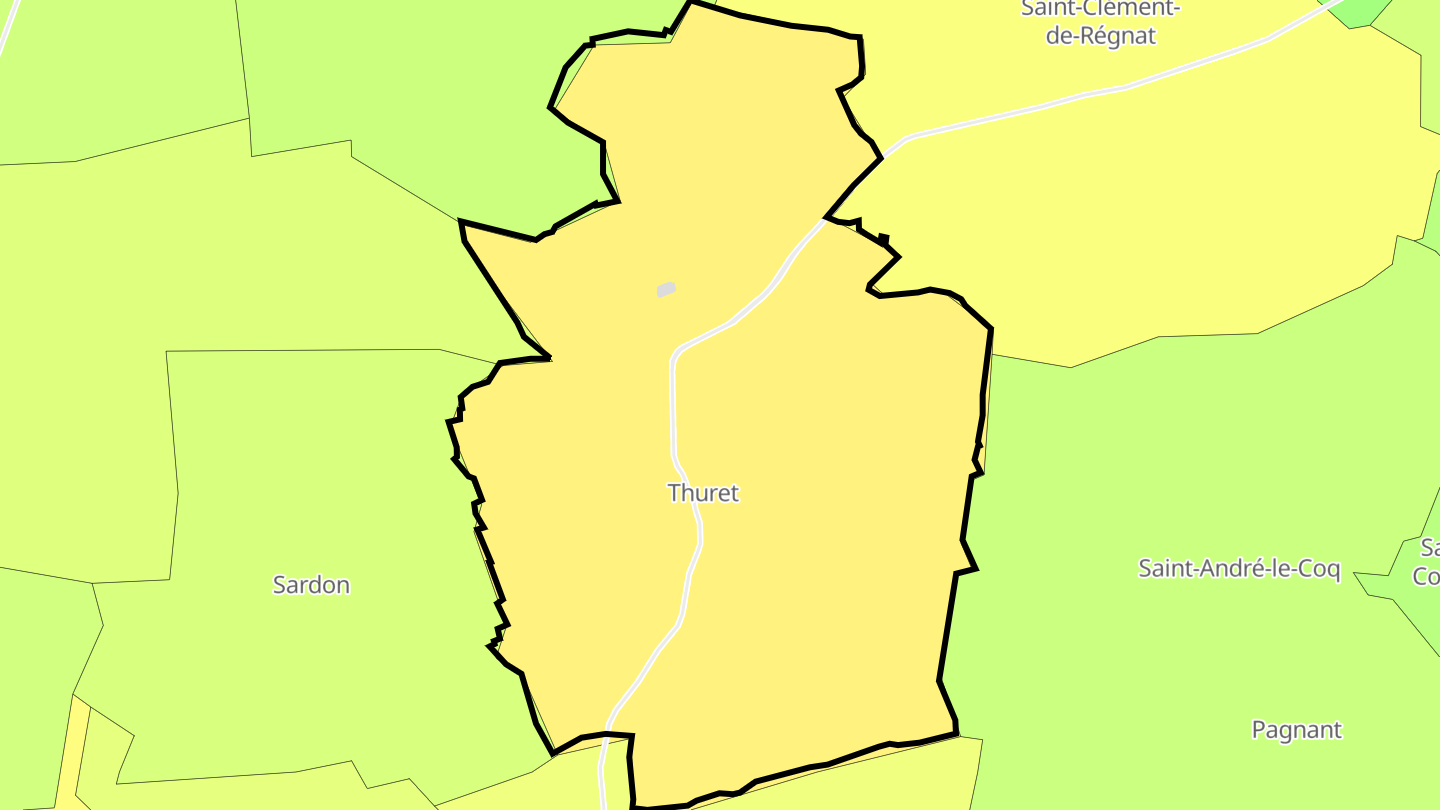 Carte des prix de l'immobilier Thuret
