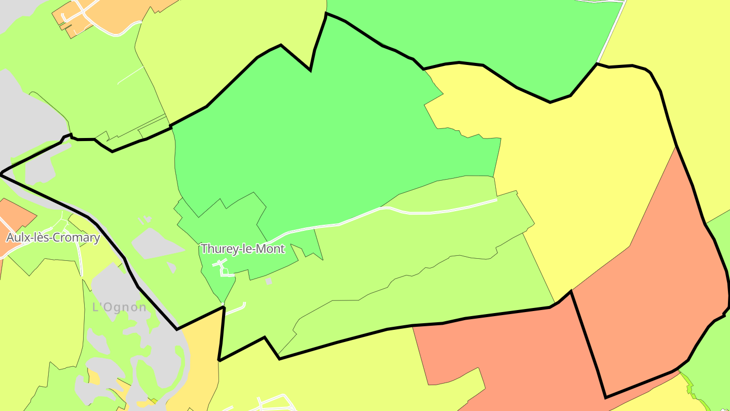 Carte des prix de l'immobilier Thurey-le-Mont