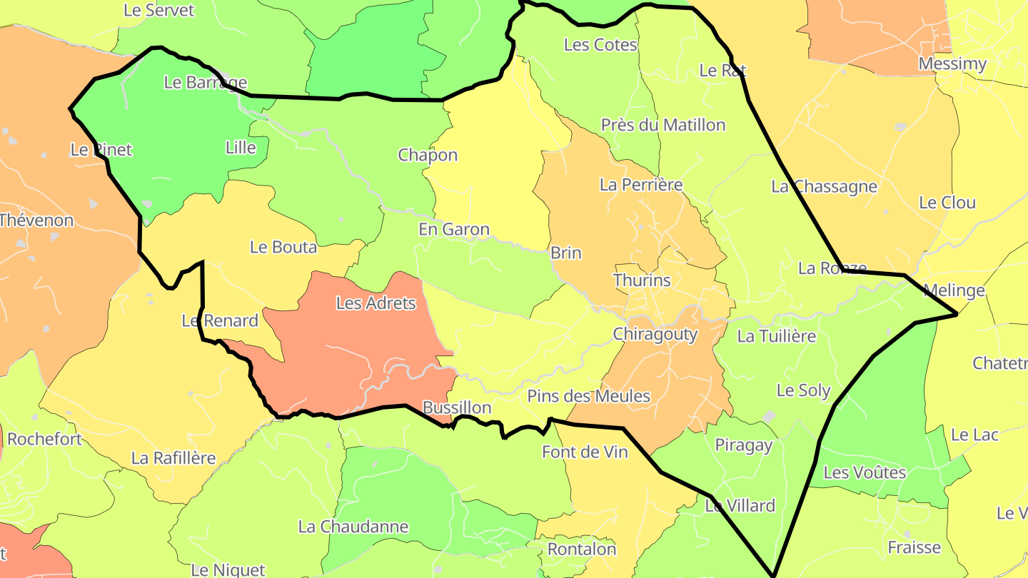 Carte des prix de l'immobilier Thurins