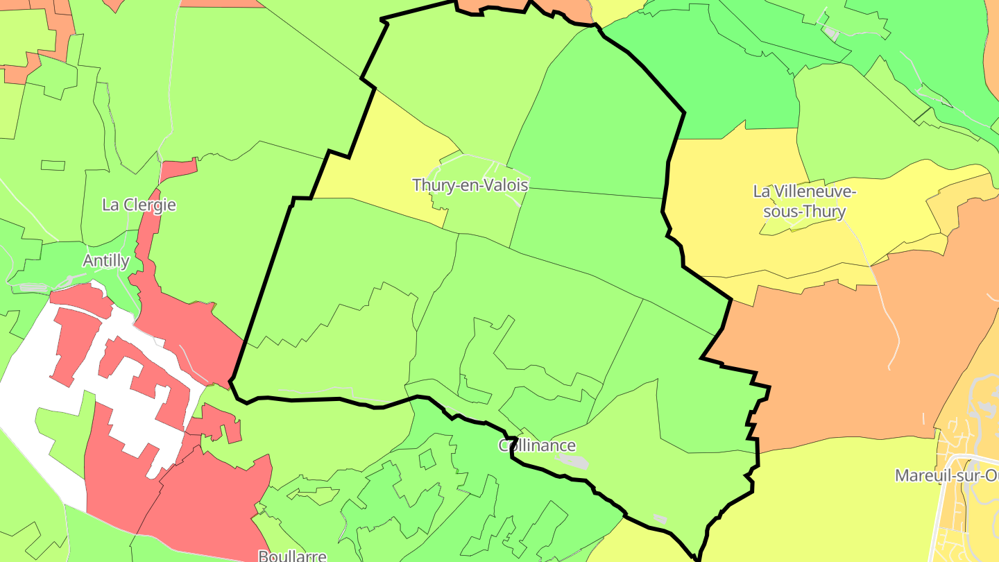 Carte des prix de l'immobilier Thury-en-Valois