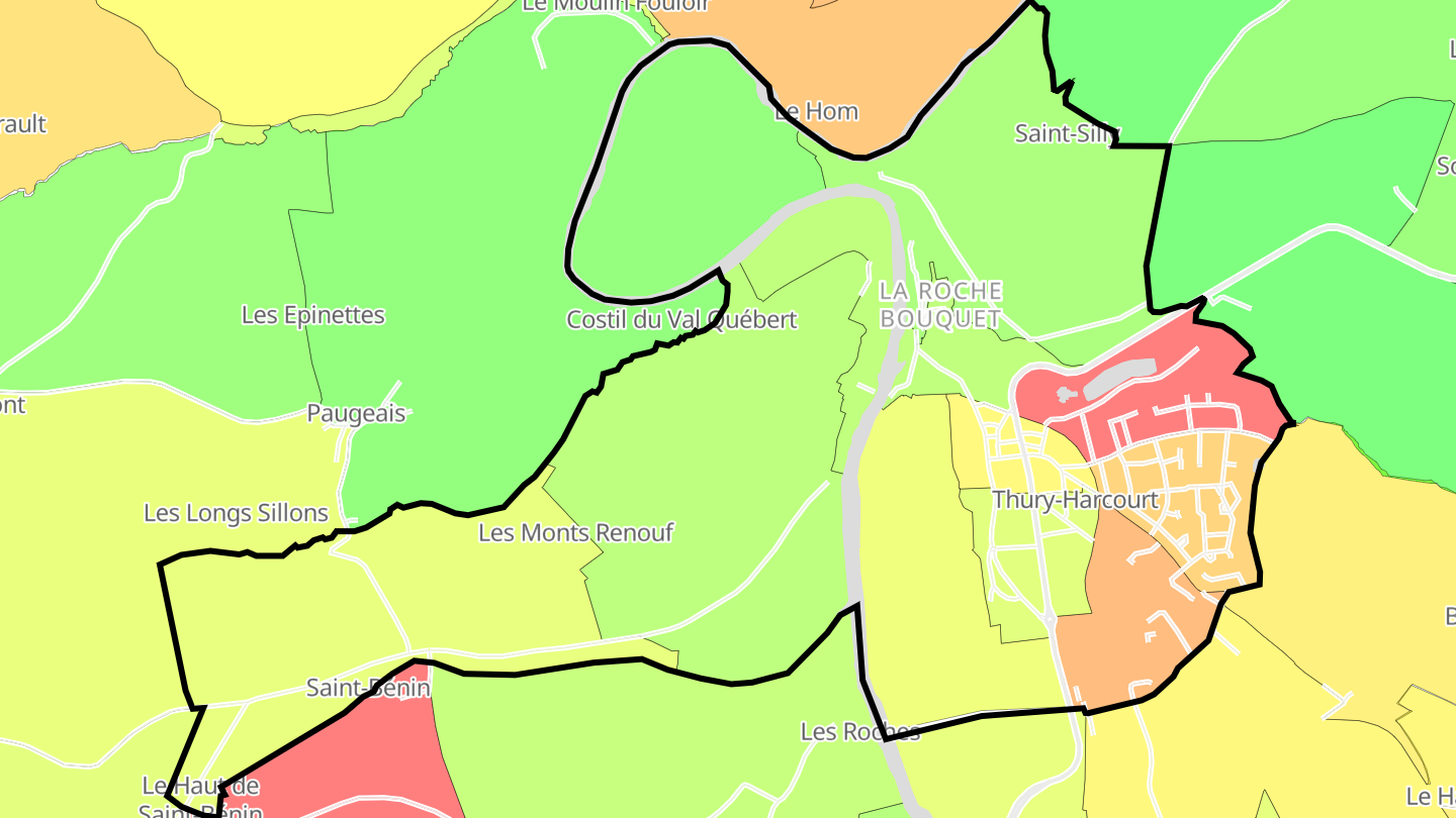Carte des prix de l'immobilier Thury-Harcourt