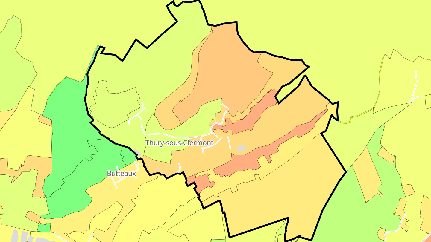 Carte des prix de l'immobilier Thury-sous-Clermont