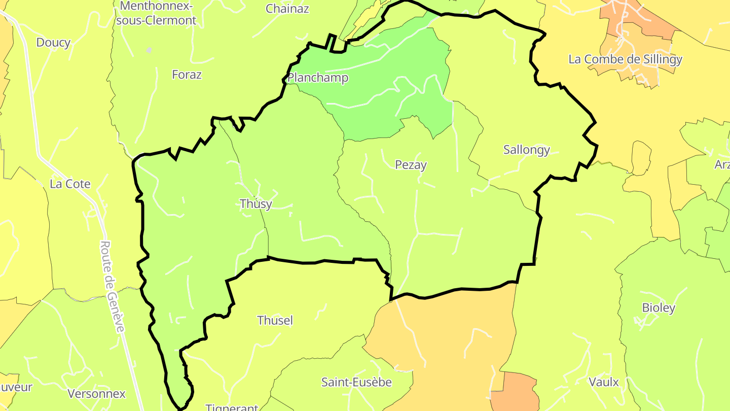 Carte des prix de l'immobilier Thusy