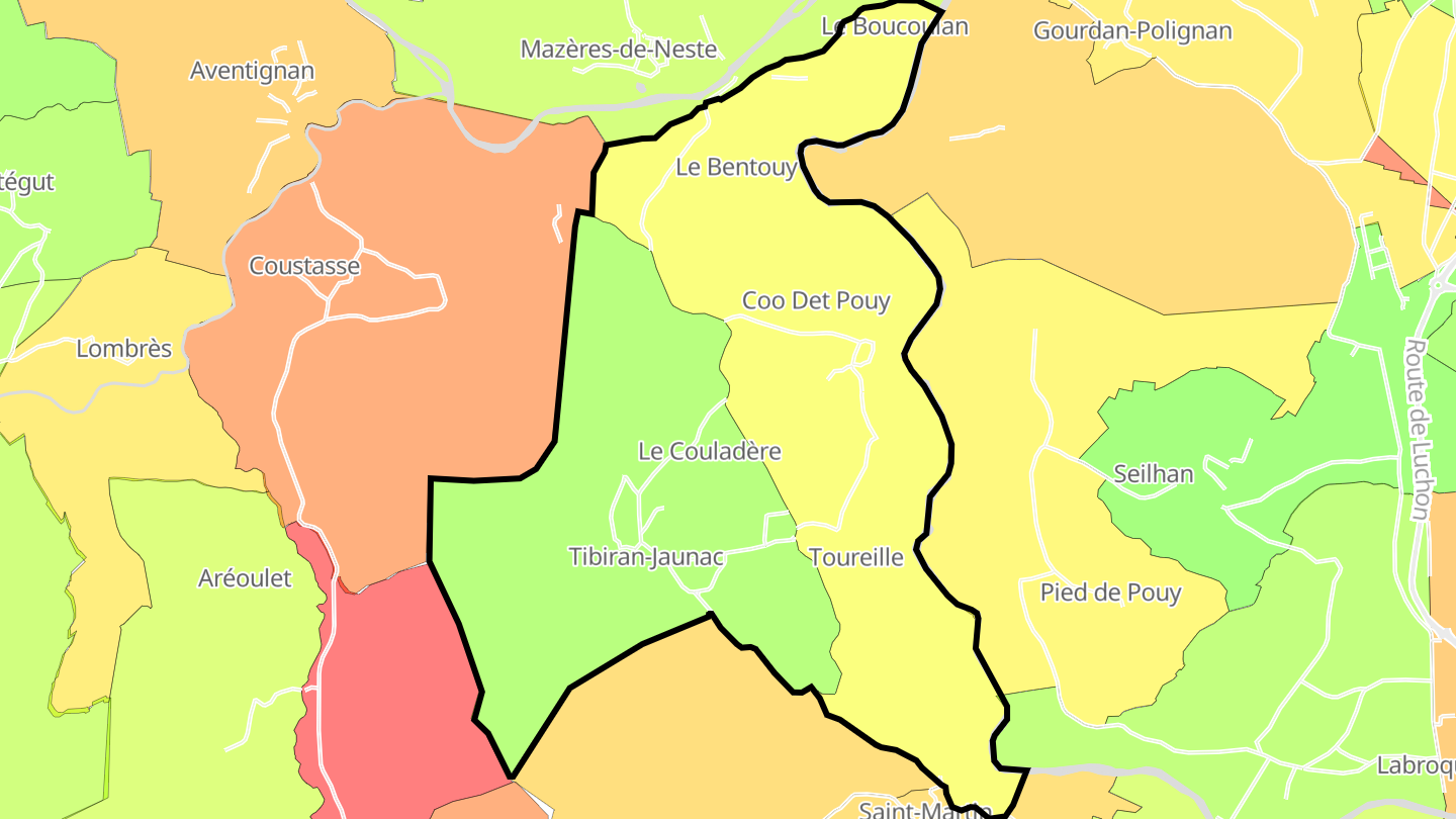 Carte des prix de l'immobilier Tibiran-Jaunac