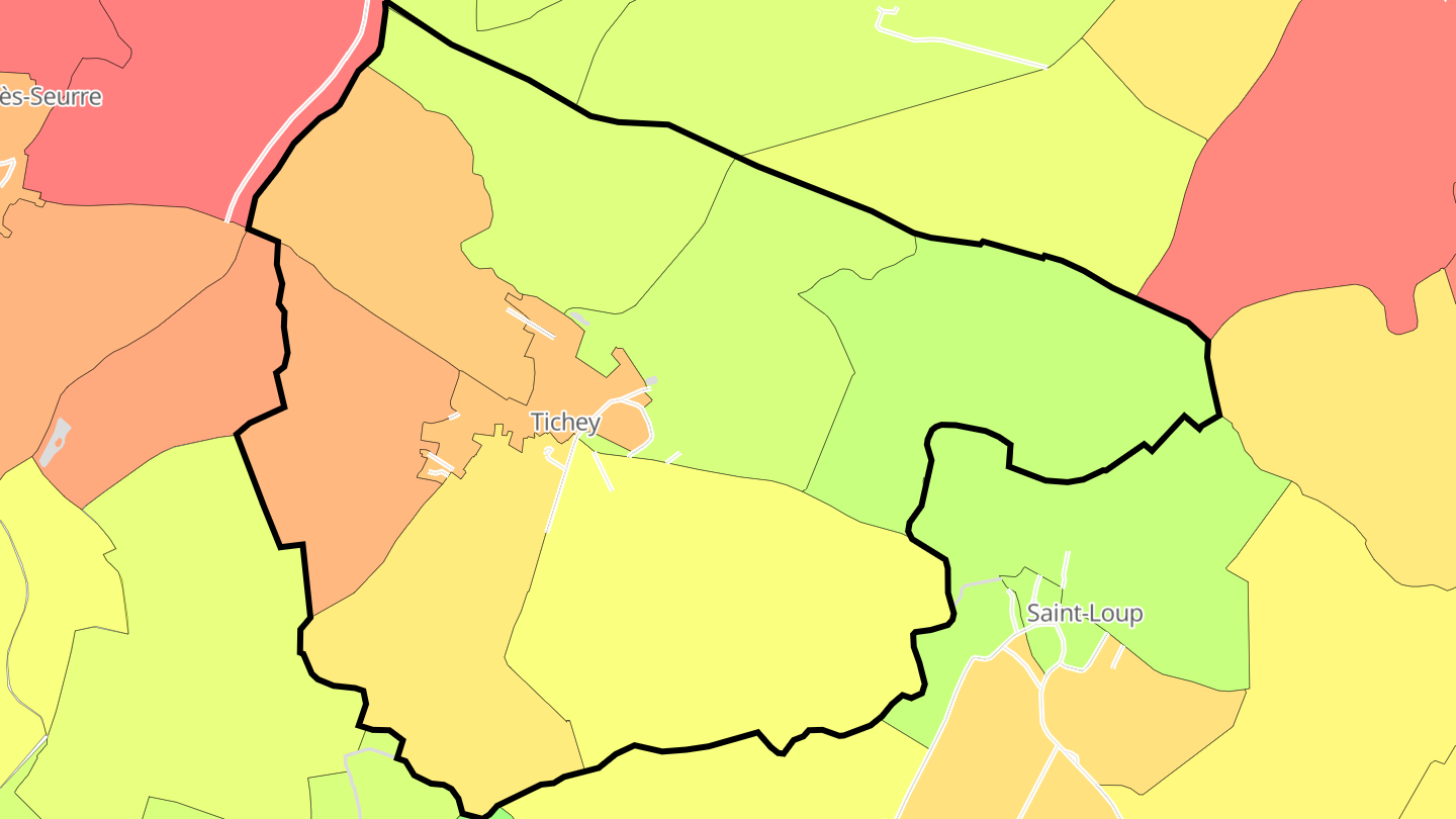 Carte des prix de l'immobilier Tichey