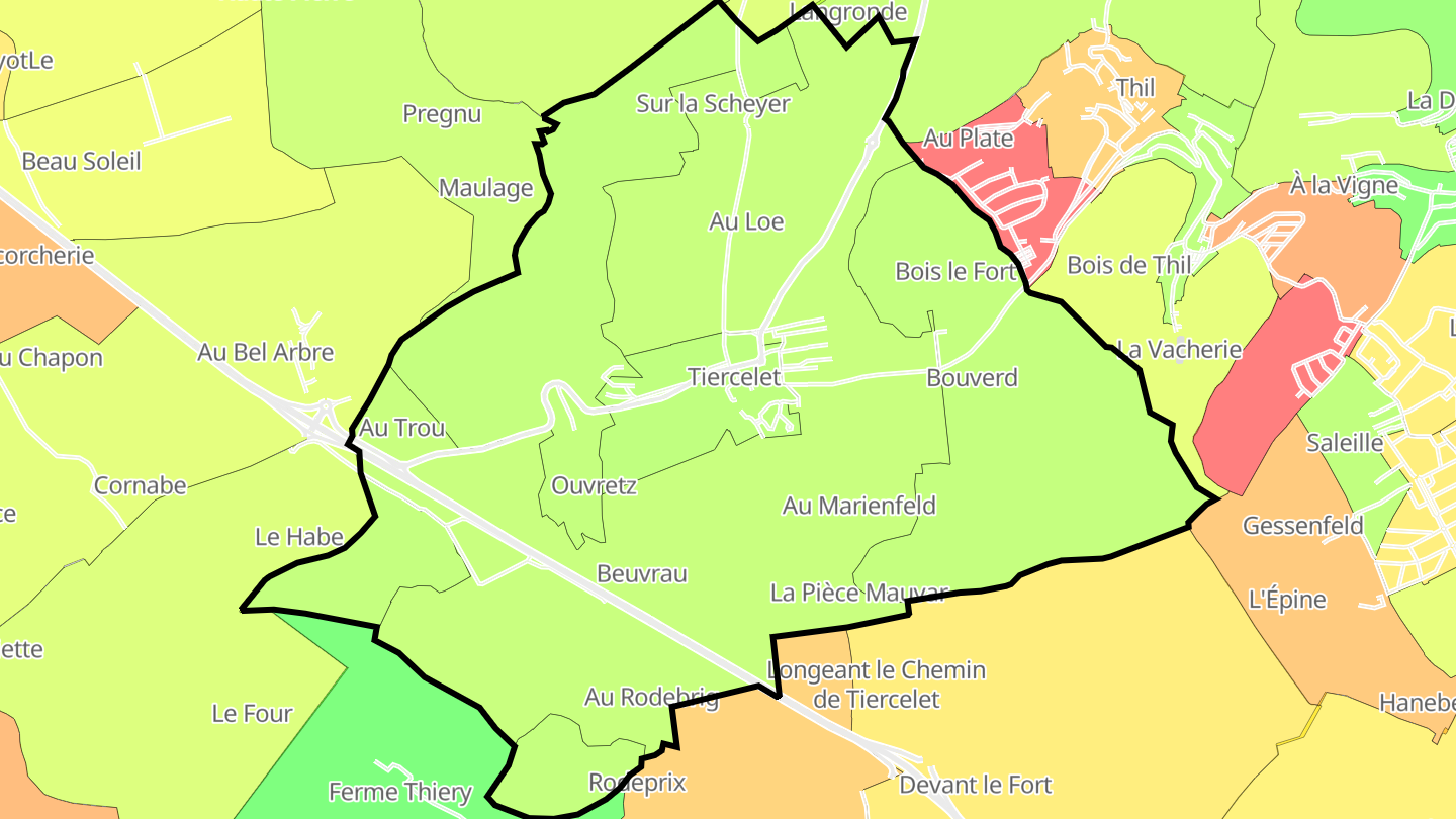 Carte des prix de l'immobilier Tiercelet