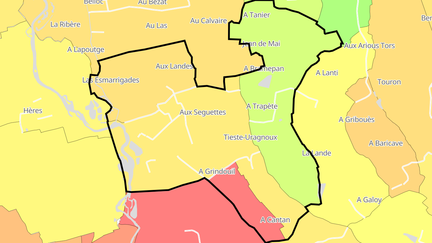 Carte des prix de l'immobilier Tieste-Uragnoux