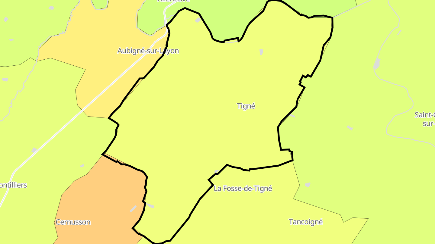 Carte des prix de l'immobilier Tigné