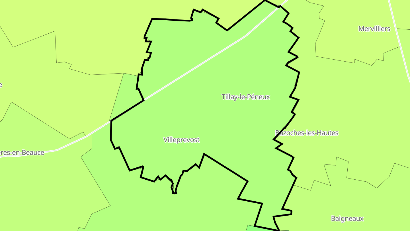 Carte des prix de l'immobilier Tillay-le-Péneux