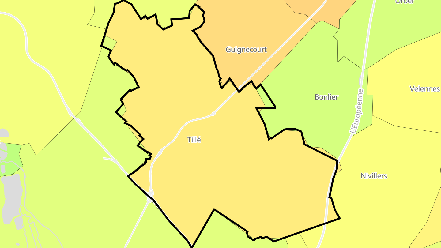 Carte des prix de l'immobilier Tillé