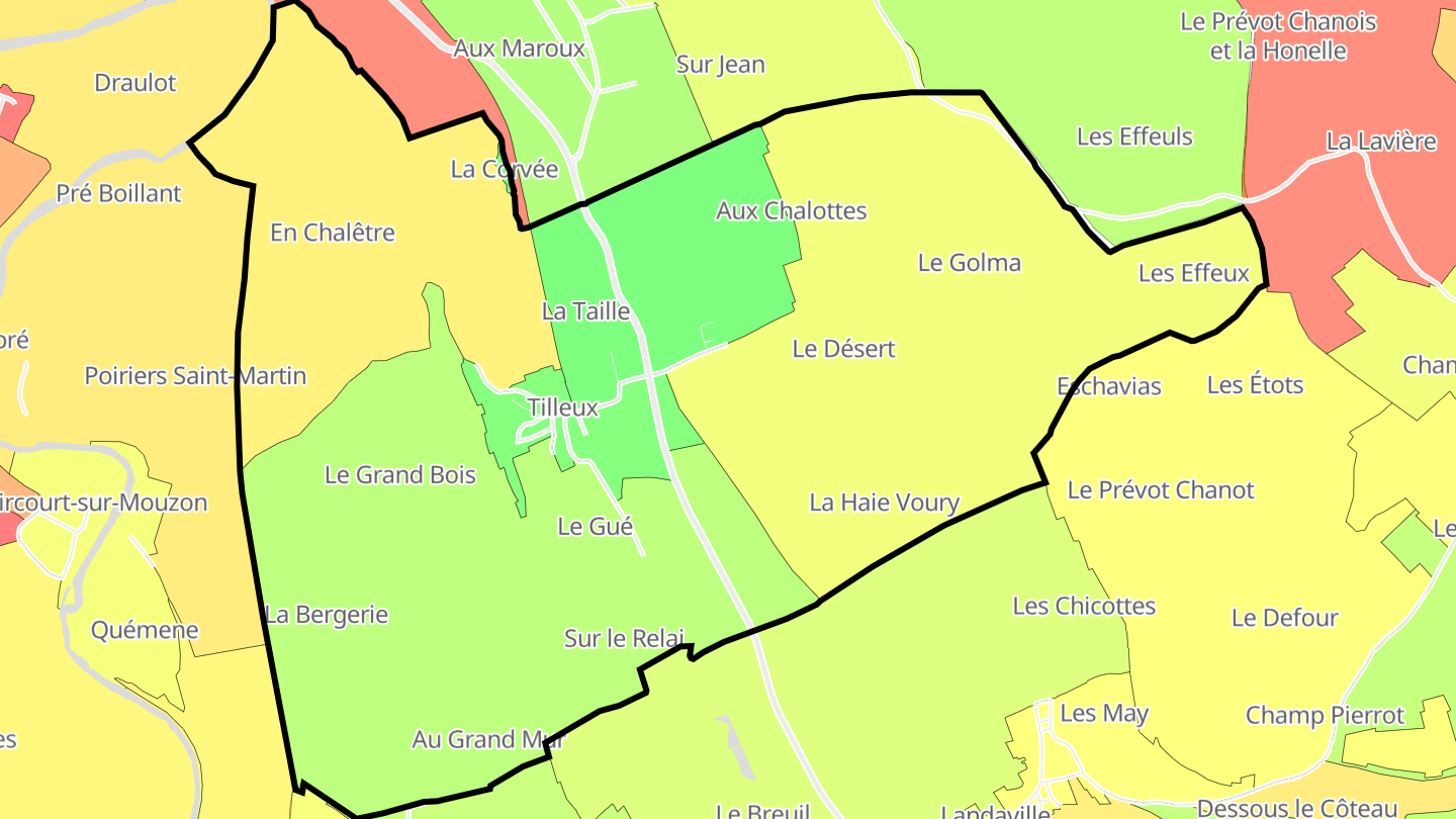 Carte des prix de l'immobilier Tilleux
