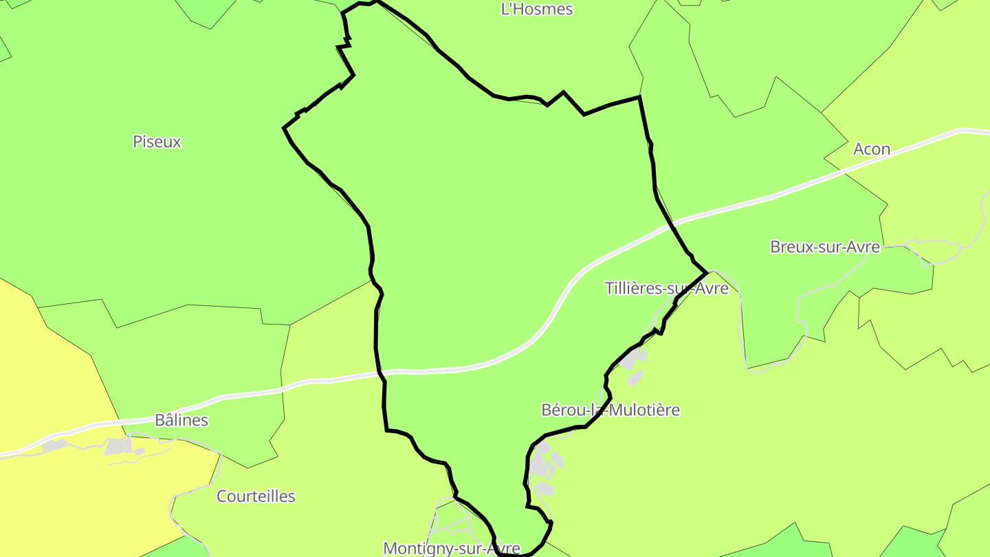 Carte des prix de l'immobilier Tillières-sur-Avre