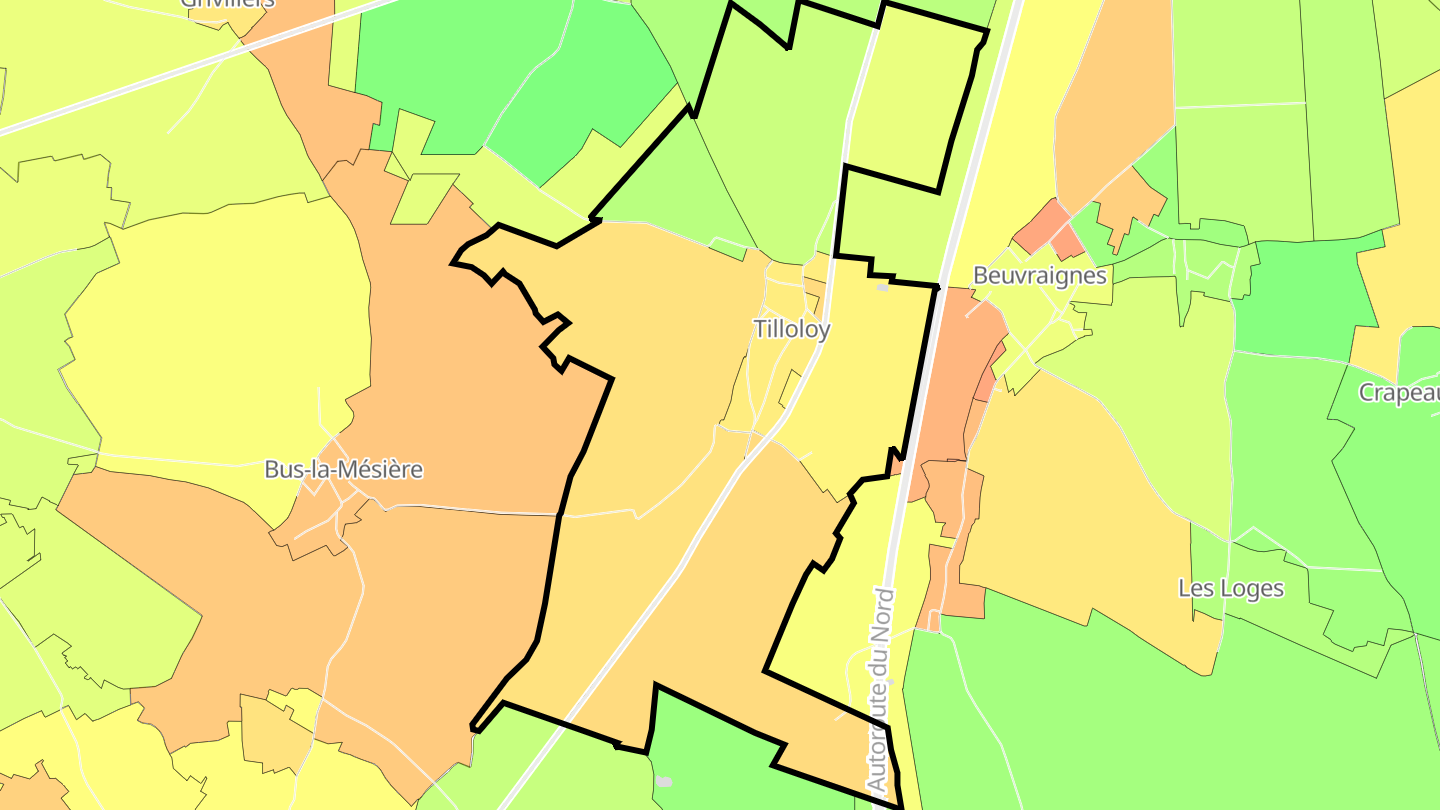 Carte des prix de l'immobilier Tilloloy