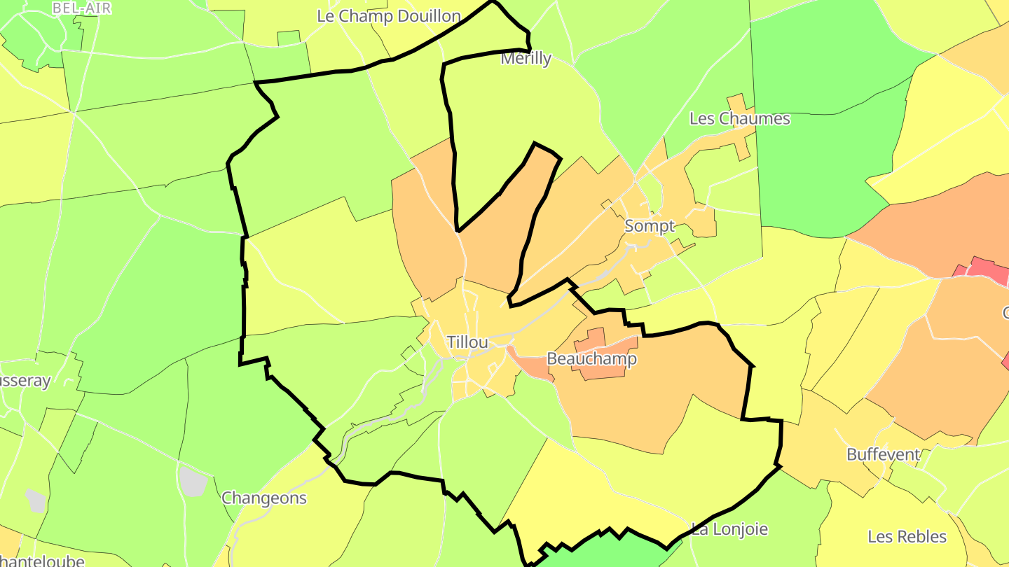 Carte des prix de l'immobilier Tillou