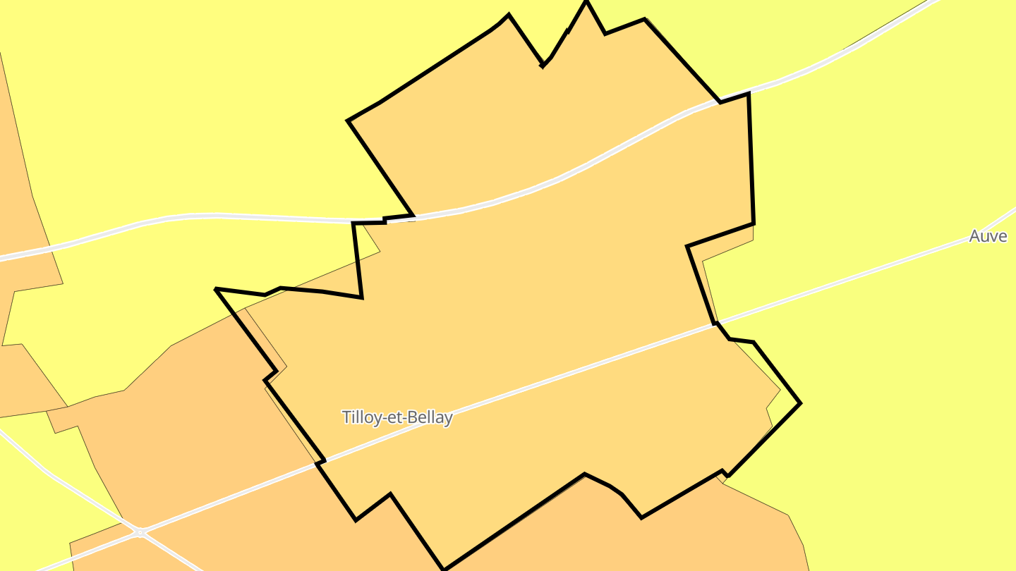 Carte des prix de l'immobilier Tilloy-et-Bellay