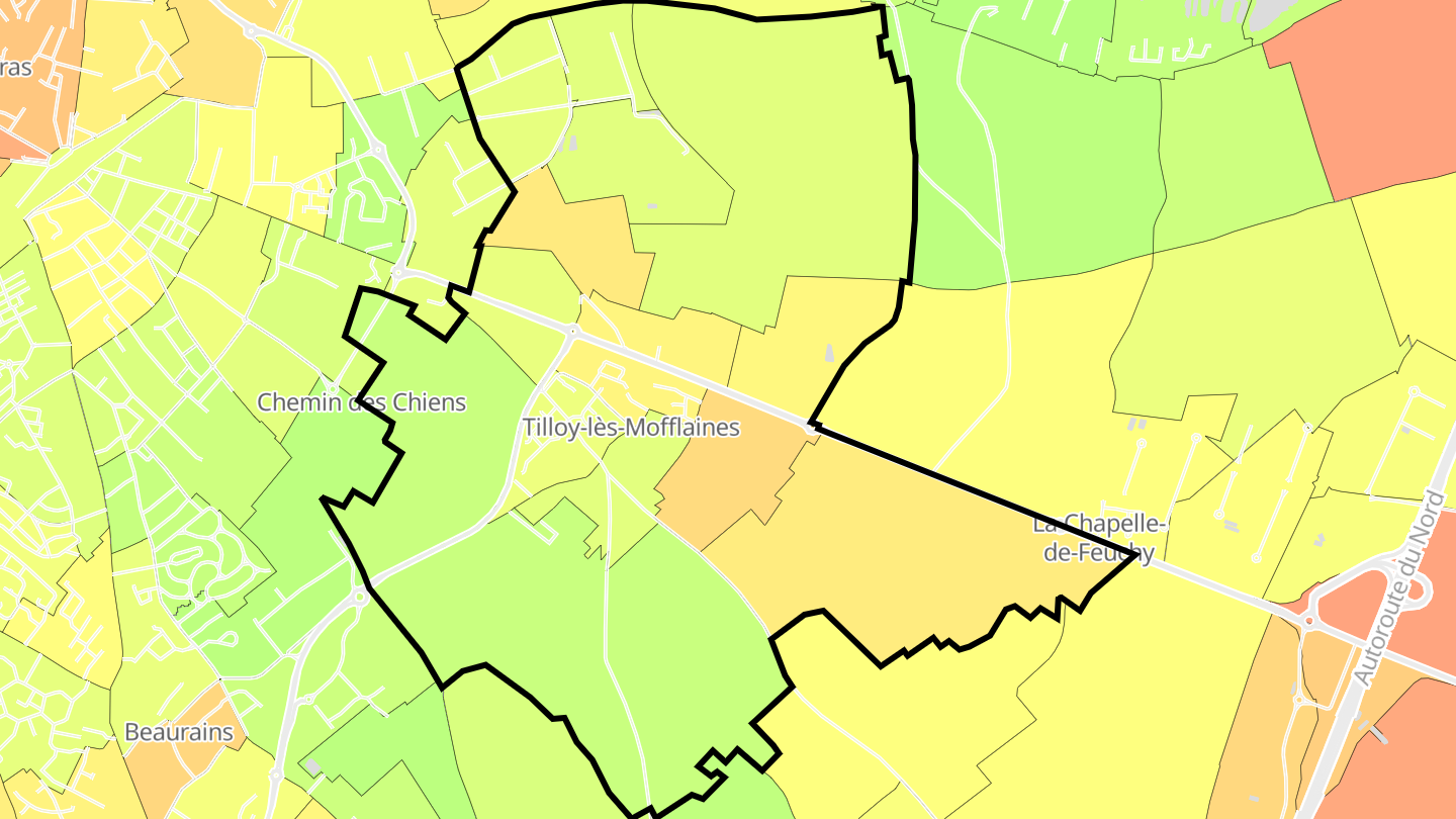 Carte des prix de l'immobilier Tilloy-lès-Mofflaines