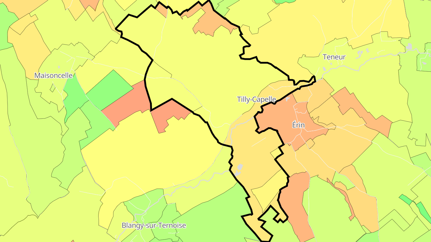 Carte des prix de l'immobilier Tilly-Capelle