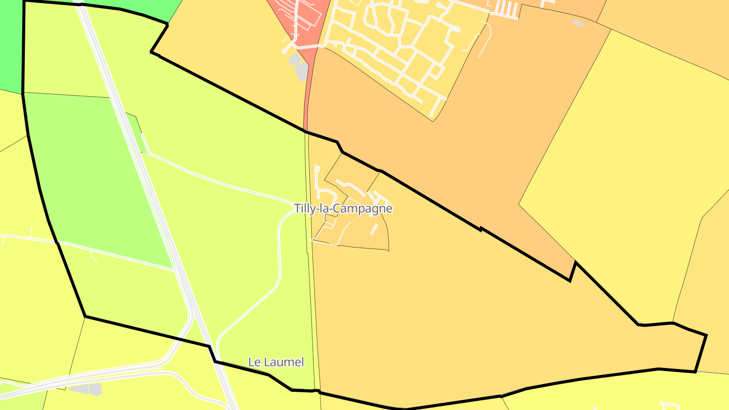 Carte des prix de l'immobilier Tilly-la-Campagne