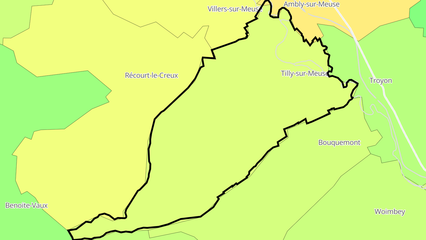 Carte des prix de l'immobilier Tilly-sur-Meuse