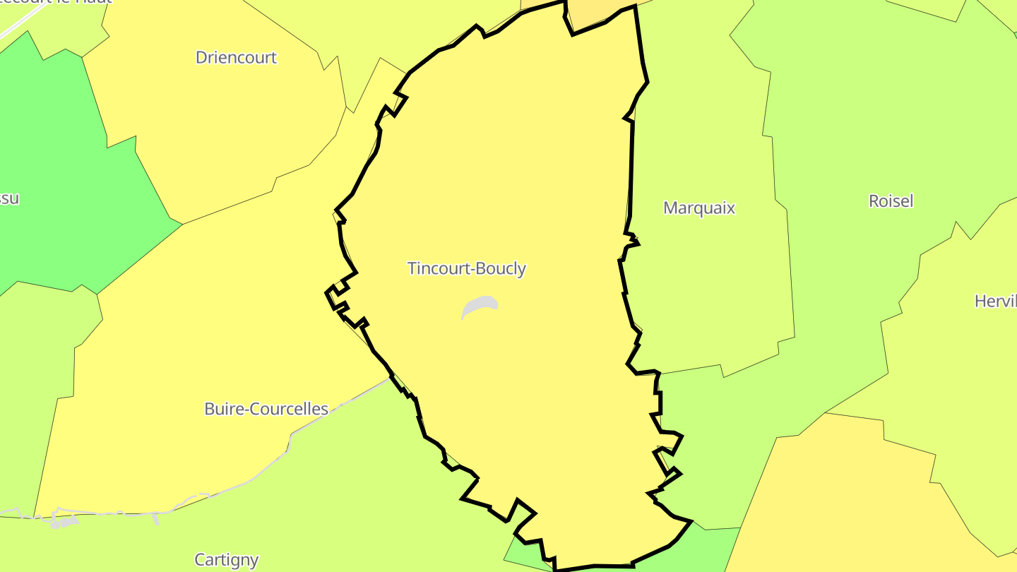 Carte des prix de l'immobilier Tincourt-Boucly
