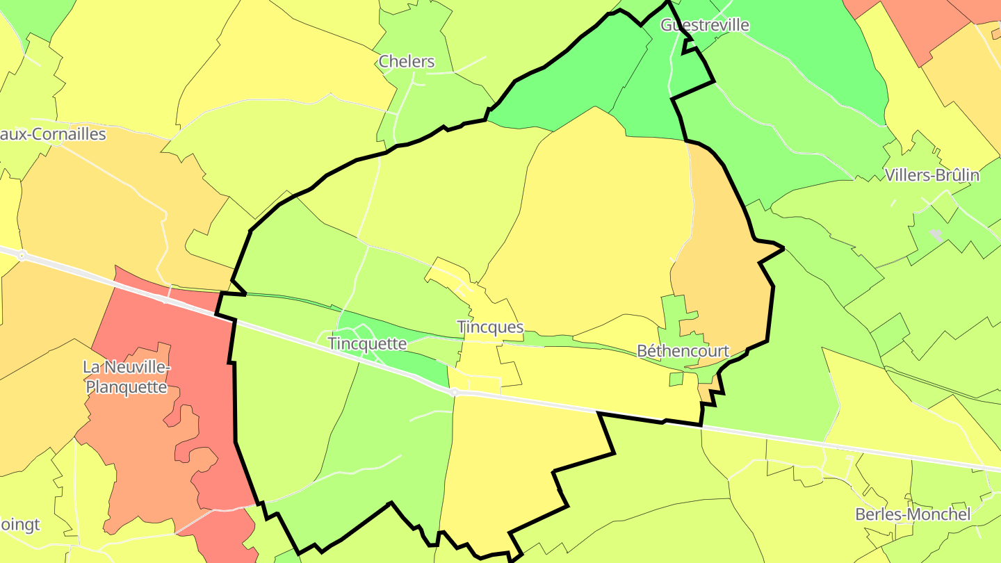 Carte des prix de l'immobilier Tincques
